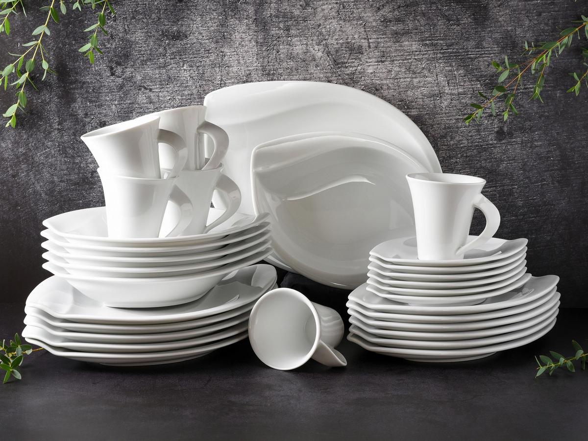 Kombinovaný servis Acacia, 30 dielna pre 6 osôb - biela, Basics, keramika (41/37/30cm) - Creatable