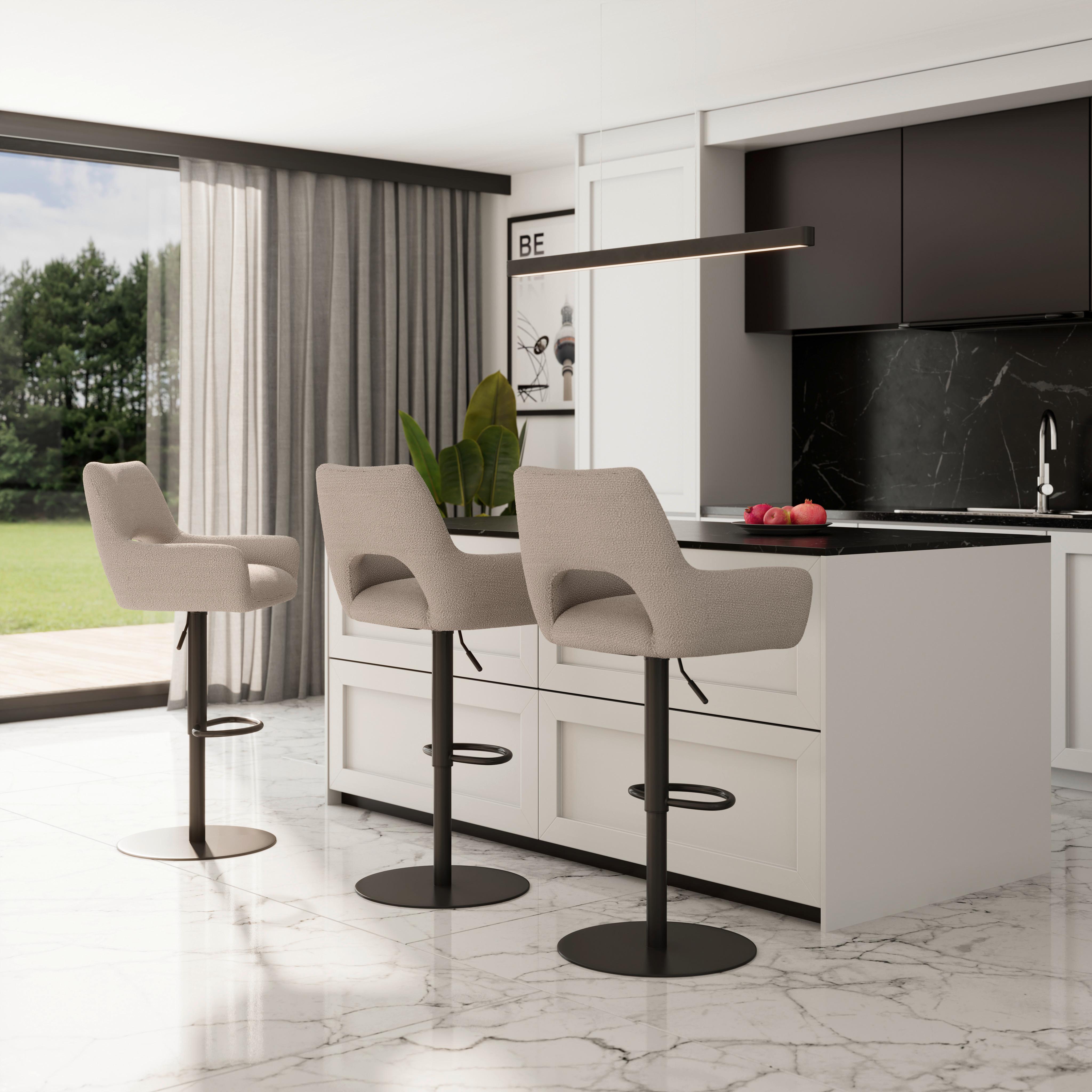 Barová stolička Tami, krémová - čierna/krémová, Modern, kov/drevo (46/82-102/51cm) - Bessagi Home
