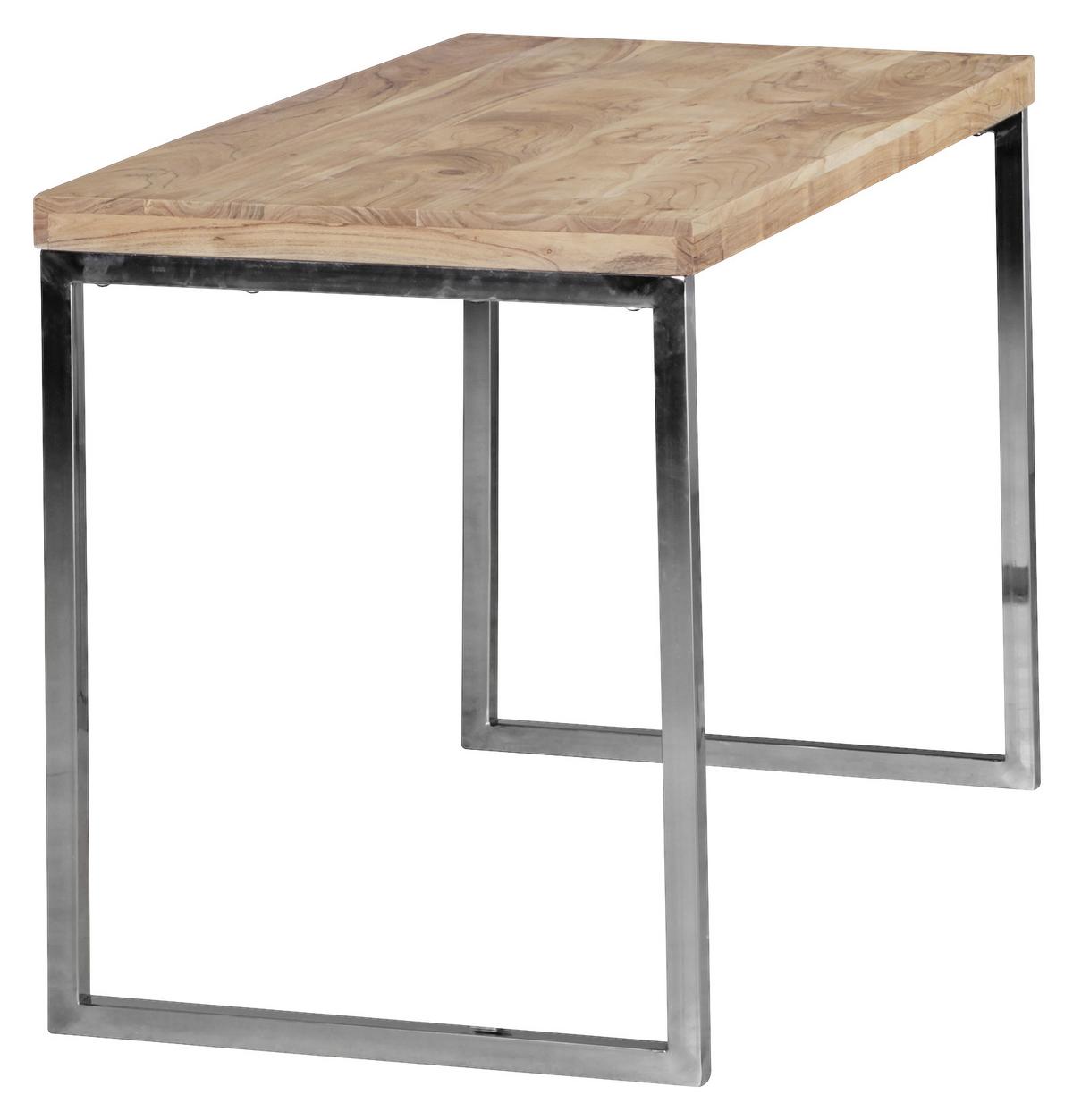 Písací stôl z dreva Akácie GUNA - farba akácie/chrómová, Design, kov/drevo (120/60/76cm) - MID.YOU