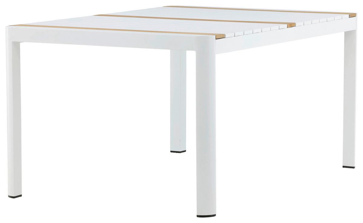 Gartentisch Togo Teakholz/metall L 90 Cm - Weiß, KONVENTIONELL, Holz/Metall (150/90/75cm) - Gardenson