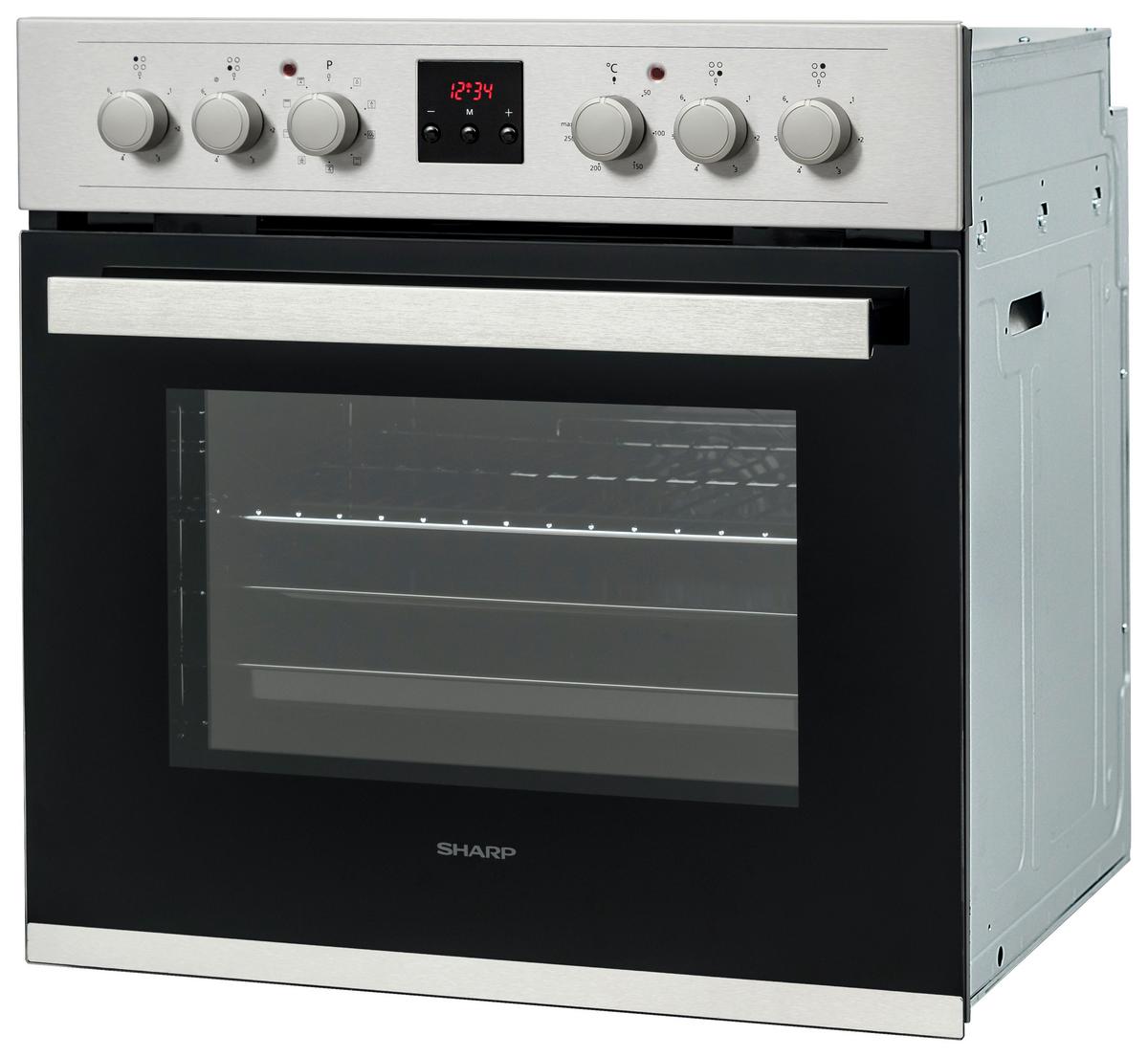 Einbauherd-Set K-62d19im0-Eu B: 59,5 cm Elektro-Glaskeramik - Edelstahlfarben/Schwarz, Basics (59,5/59,5/57,5cm) - Sharp