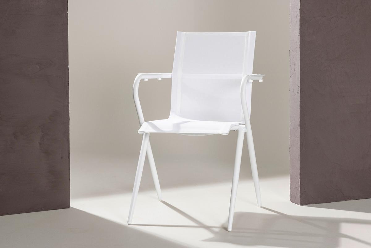 Stapelsessel Aluminium - Weiß, KONVENTIONELL, Metall (58/86/63cm) - Gardenson