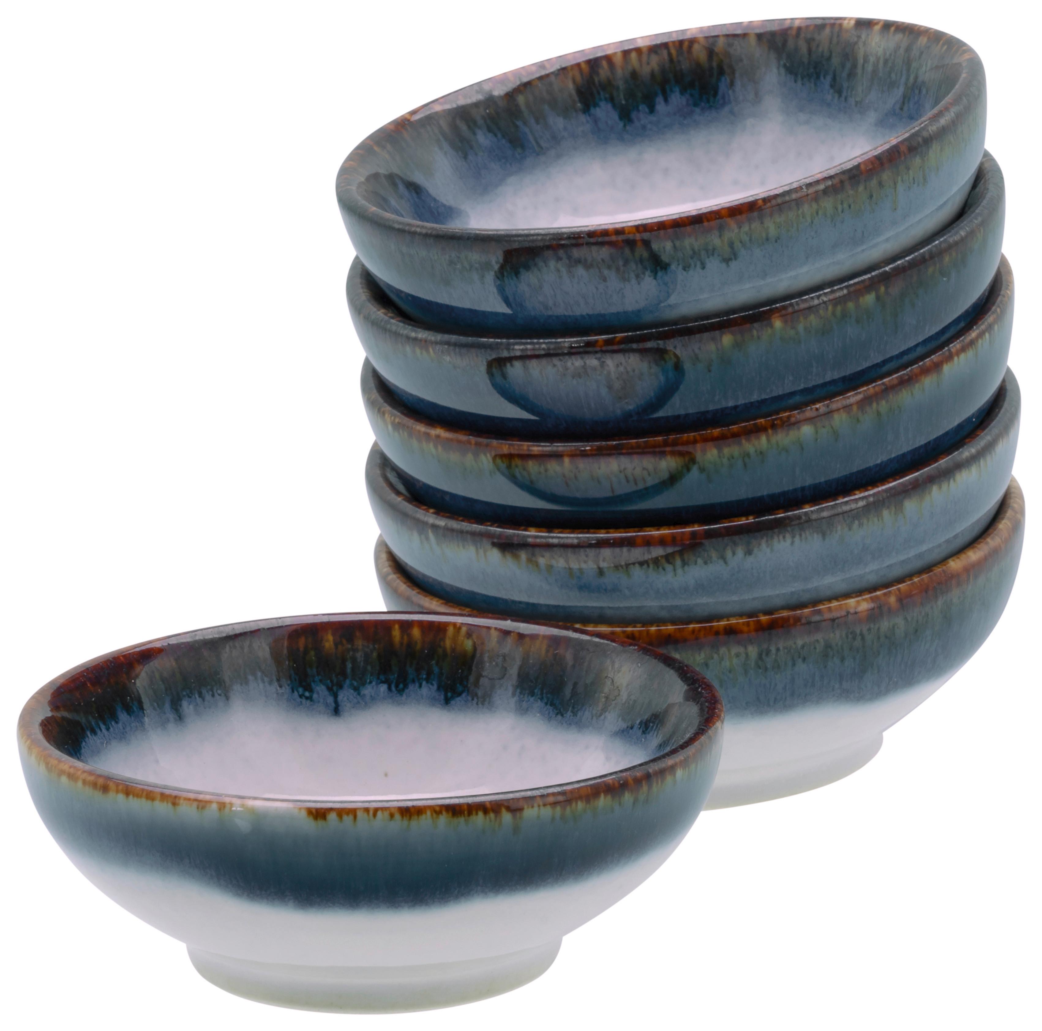 Dipschalenset 6 tlg. Cascade Steinzeug: Weiß/Graublau - Graublau/Weiß, Design, Keramik - Creatable