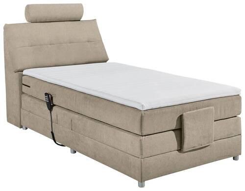 Boxspringbett Mit Topper Elektrisch 120x200 Cm Palermo - Sandfarben/Silberfarben, MODERN, Holzwerkstoff/Textil (120/200cm) - MID.YOU