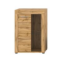 Vitrine Jam Eiche Dekor B: 86 cm - Eiche Wotan/Schwarz, Design, Glas/Holzwerkstoff (86/60/35cm) - MID.YOU