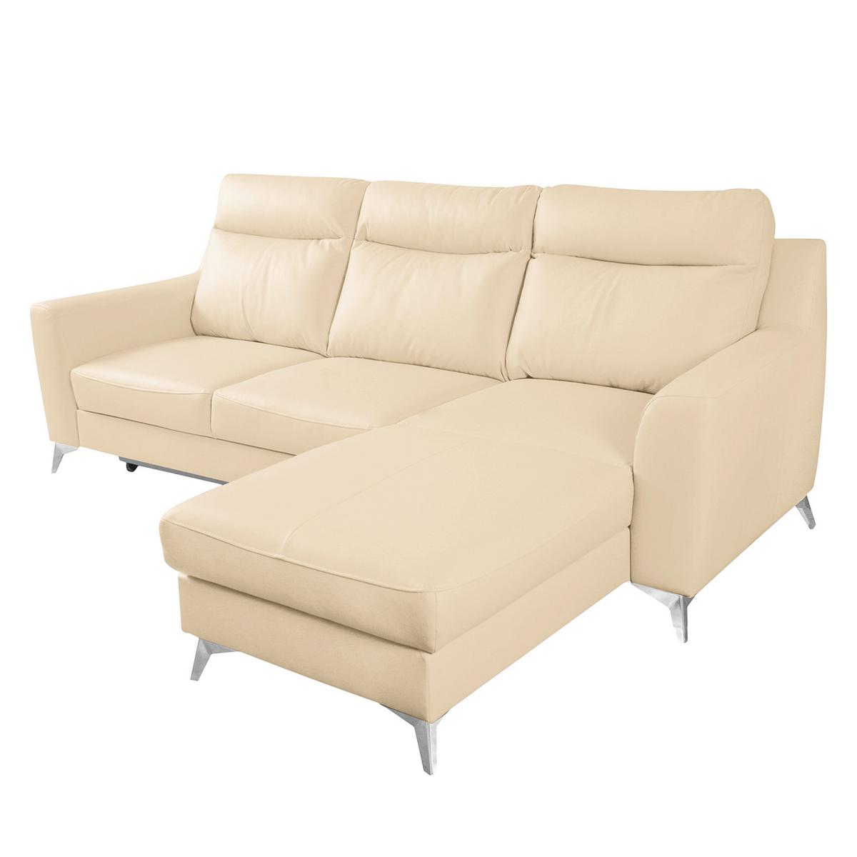 Ecksofa Gio Beige S: 168x236 Cm - Chromfarben/Beige, Design, Leder/Textil (168/236cm) - Livetastic