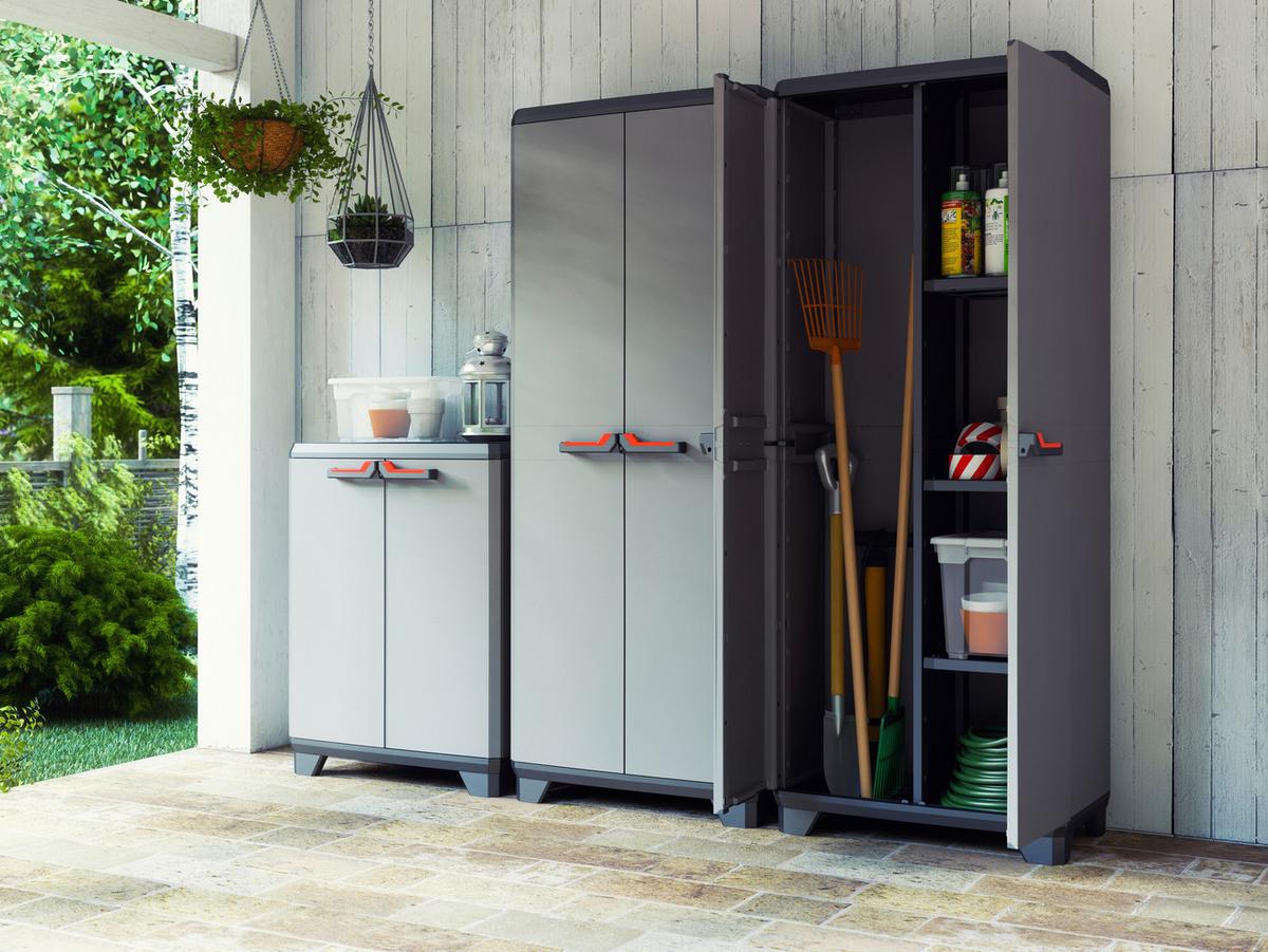 Werkzeugschrank E-com Stilo Multipurpose 69x173x39 Cm - Rot/Schwarz, Design, Kunststoff (69/173/39cm) - Keter
