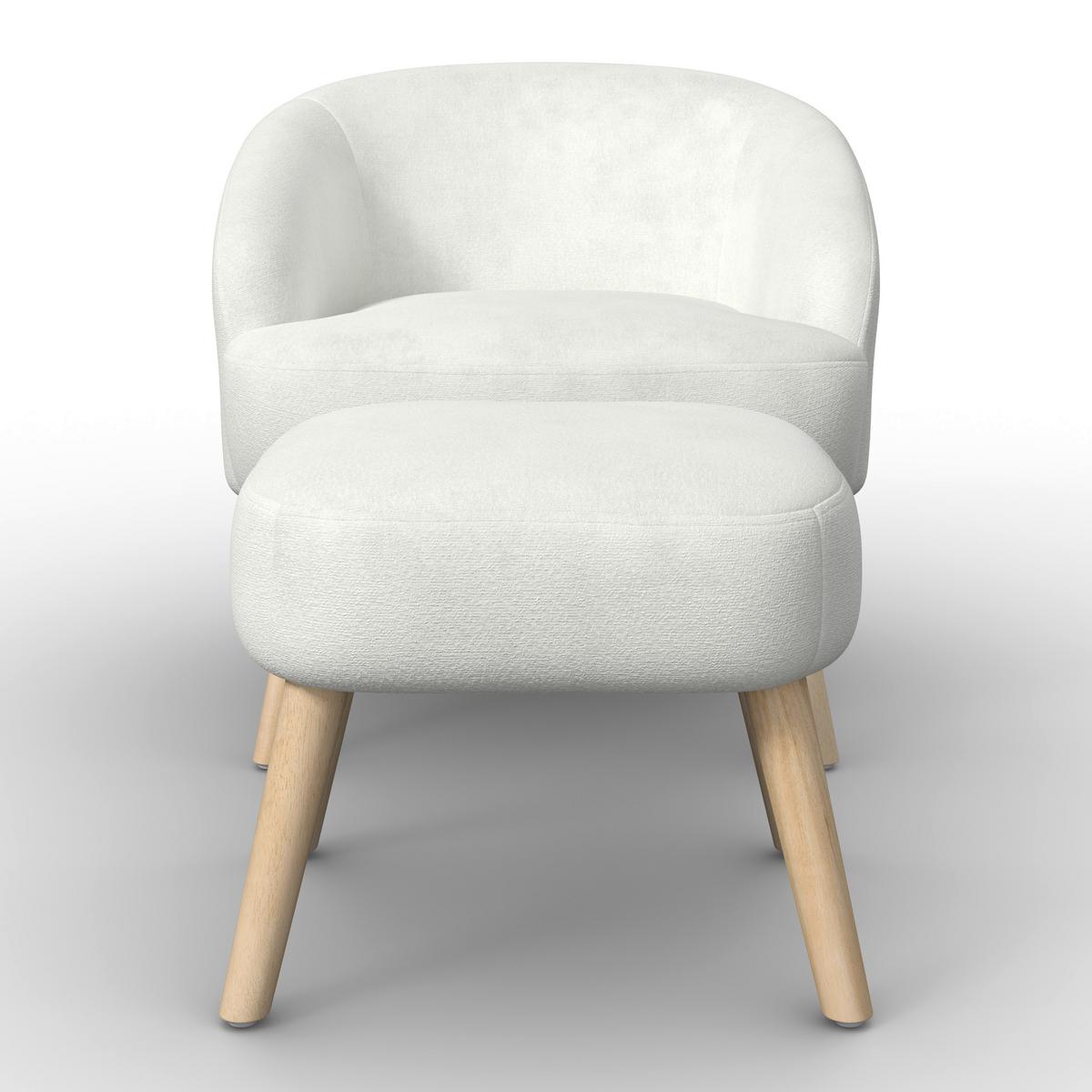 Relaxační křeslo SONJA, bílá žinylka, max.140 kg - bílá/přírodní barvy, Moderní, dřevo/textil (71/69/68cm) - Bessagi Home