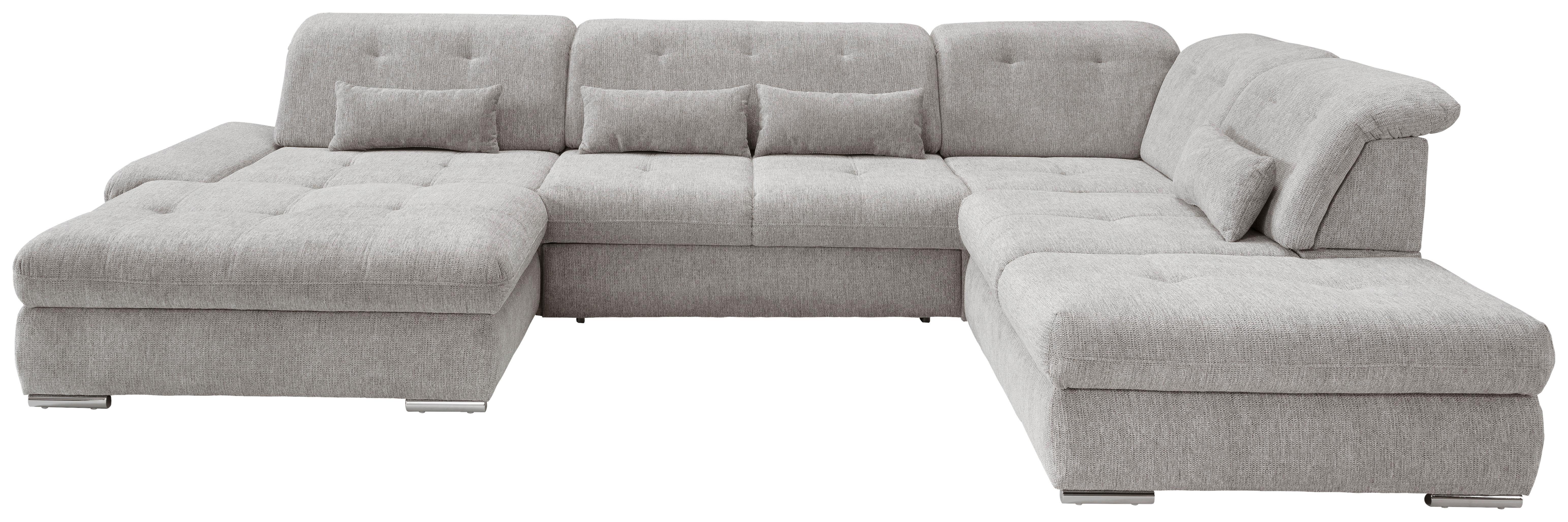 Wohnlandschaft Dalida Mit Schlaffunktion Silberfarben - Chromfarben/Silberfarben, Design, Textil (195/376/254cm) - Livetastic