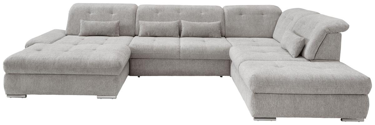 Wohnlandschaft Dalida Mit Schlaffunktion Silberfarben - Chromfarben/Silberfarben, Design, Textil (195/376/254cm) - Livetastic