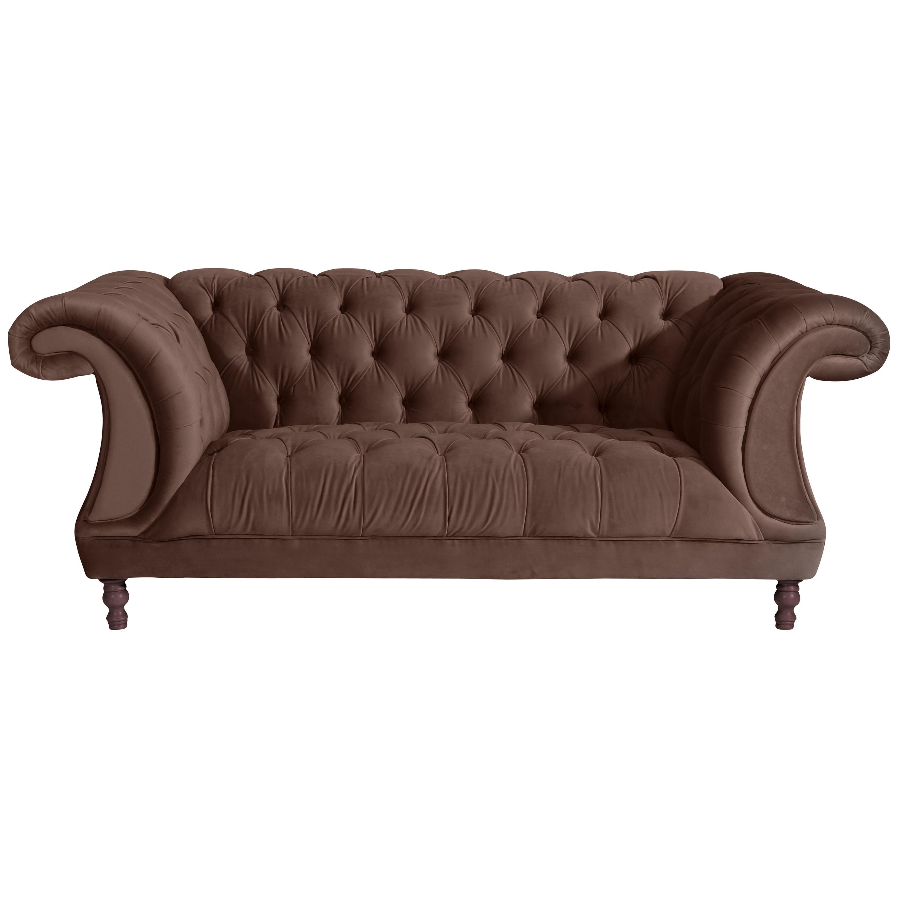 2-Sitzer-Sofa Ivette mit Armlehnen Braun Velours - Nussbaumfarben/Braun, Design, Textil (200/80/100cm) - Max Winzer