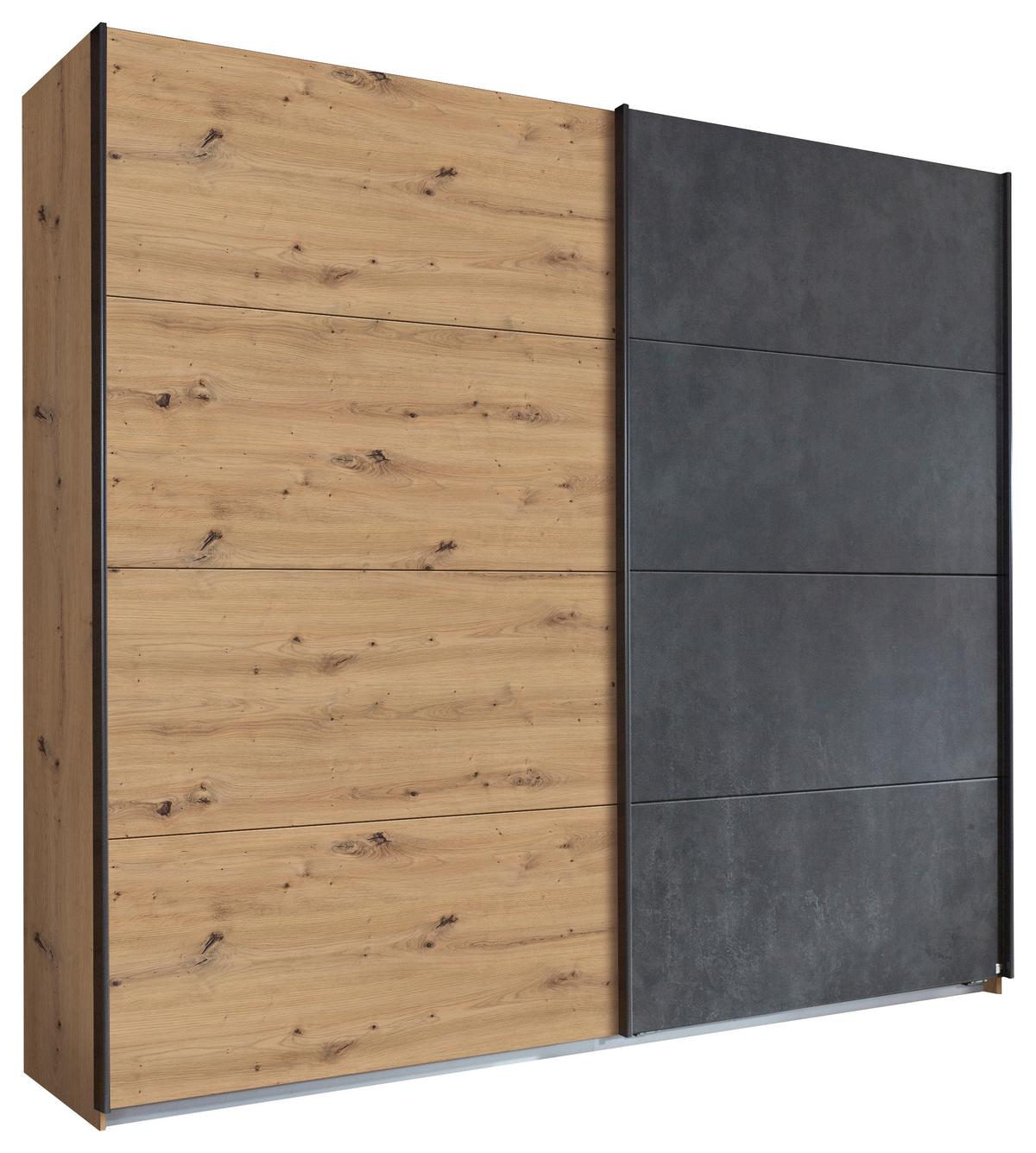 Schwebetürenschrank Tampa Anthrazit/Eiche Dekor B: 226cm - Anthrazit/Eiche Artisan, KONVENTIONELL, Holzwerkstoff (226/210/62cm) - Rauch Möbel