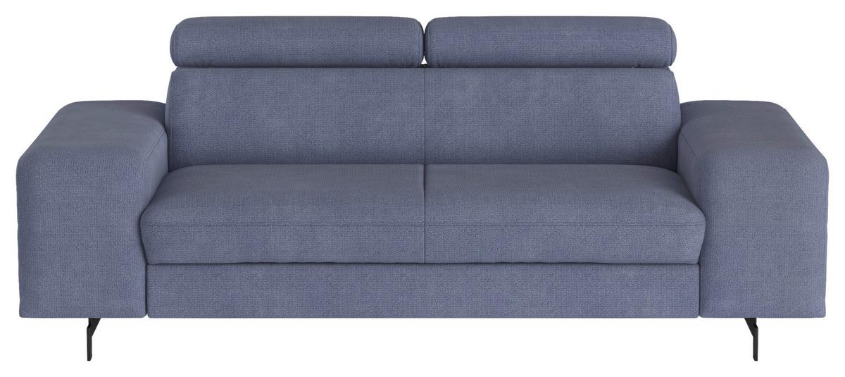3-sitzer-sofa Emma Mit Liegefunktion Blau B: 217 Cm - Blau/Schwarz, Textil (217/81/100cm) - MID.YOU