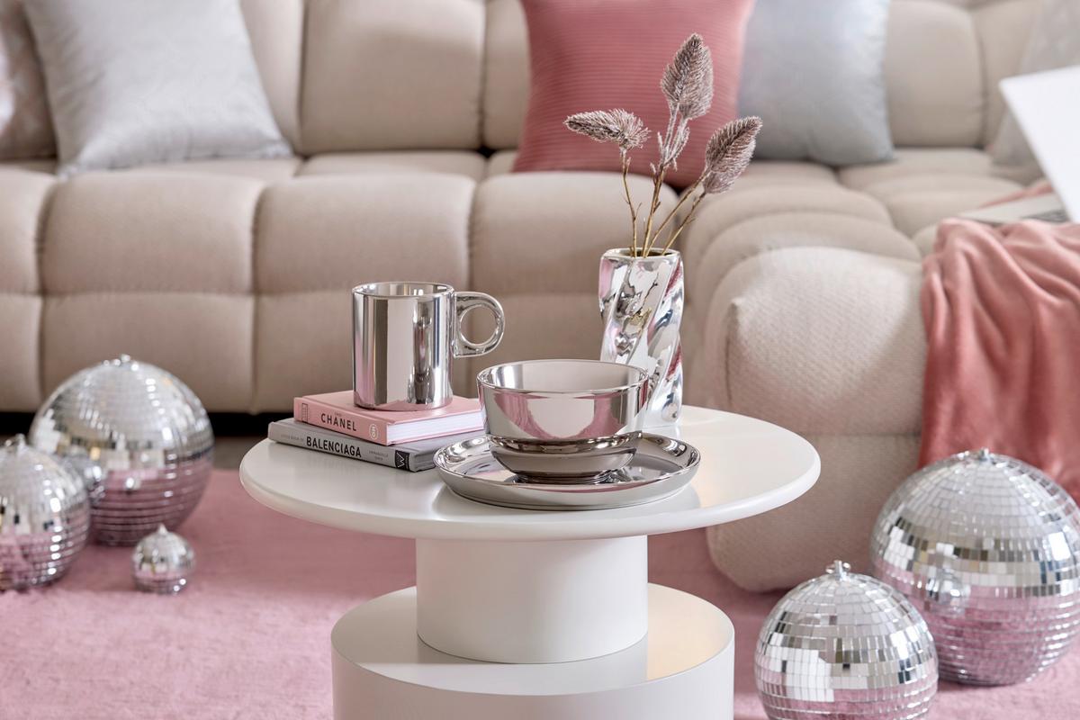 Dezertný tanier SHINY SILVER - strieborná, Modern, keramika (21,5/2,3cm) - Mömax