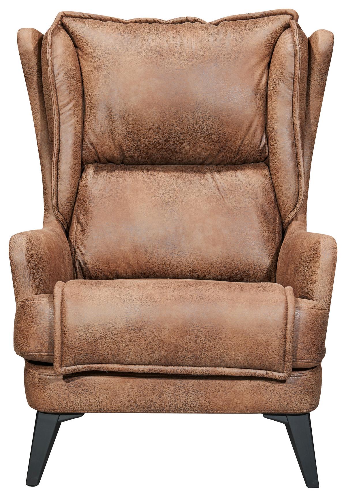 Ohrensessel Edward Hellbraun B: 86 cm - Hellbraun/Schwarz, MODERN, Holzwerkstoff/Textil (86/104/109cm) - MID.YOU