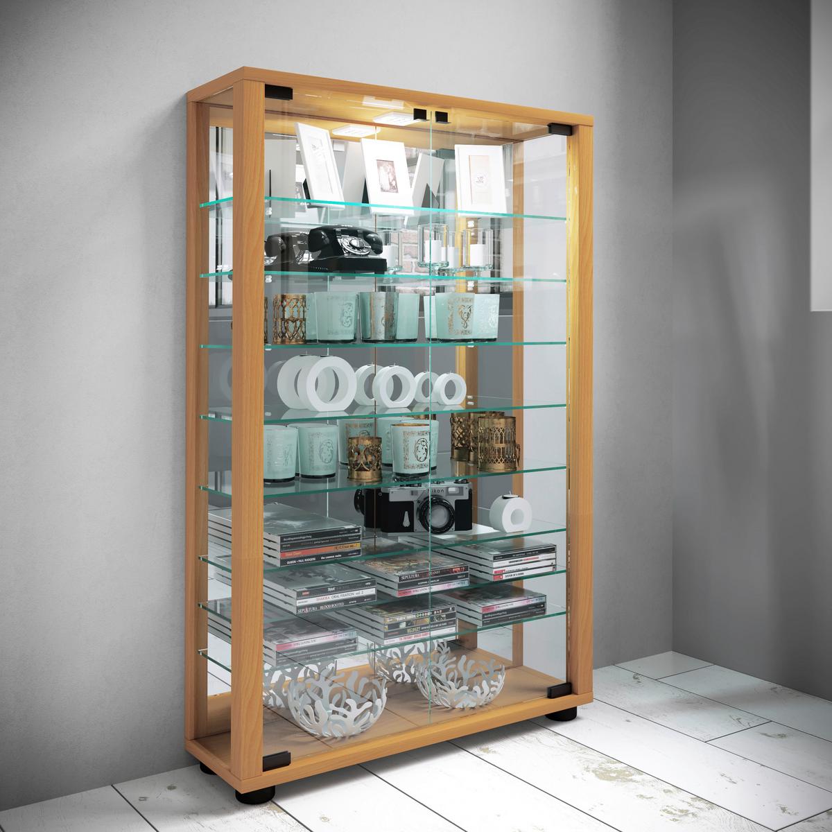 Vitrine Lumo Bchefarben B: 59 cm - Buchefarben, MODERN, Glas/Holzwerkstoff (59/91,3/18cm) - MID.YOU
