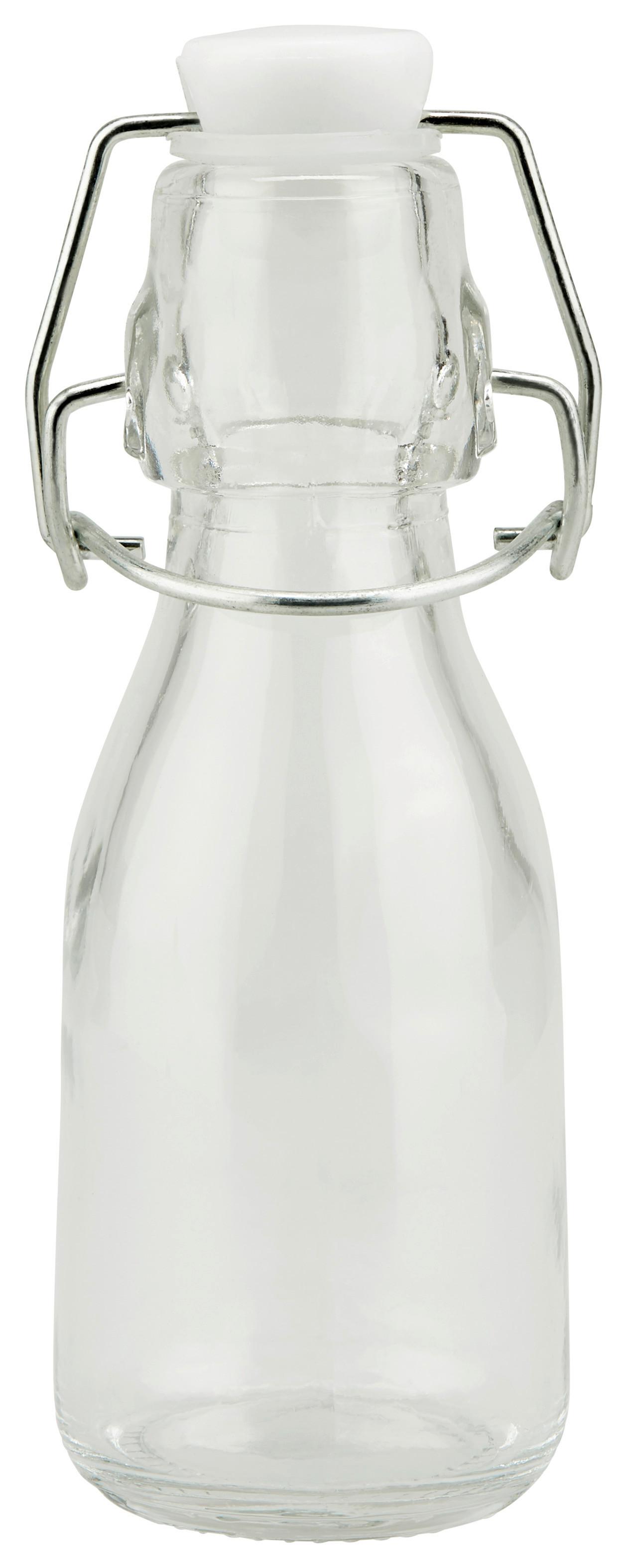 Universalflasche Irinai Ca. 0,15 L Mit Bügelverschluss - Klar/Weiß, KONVENTIONELL, Glas/Kunststoff (5,2/14cm) - Luca Bessoni