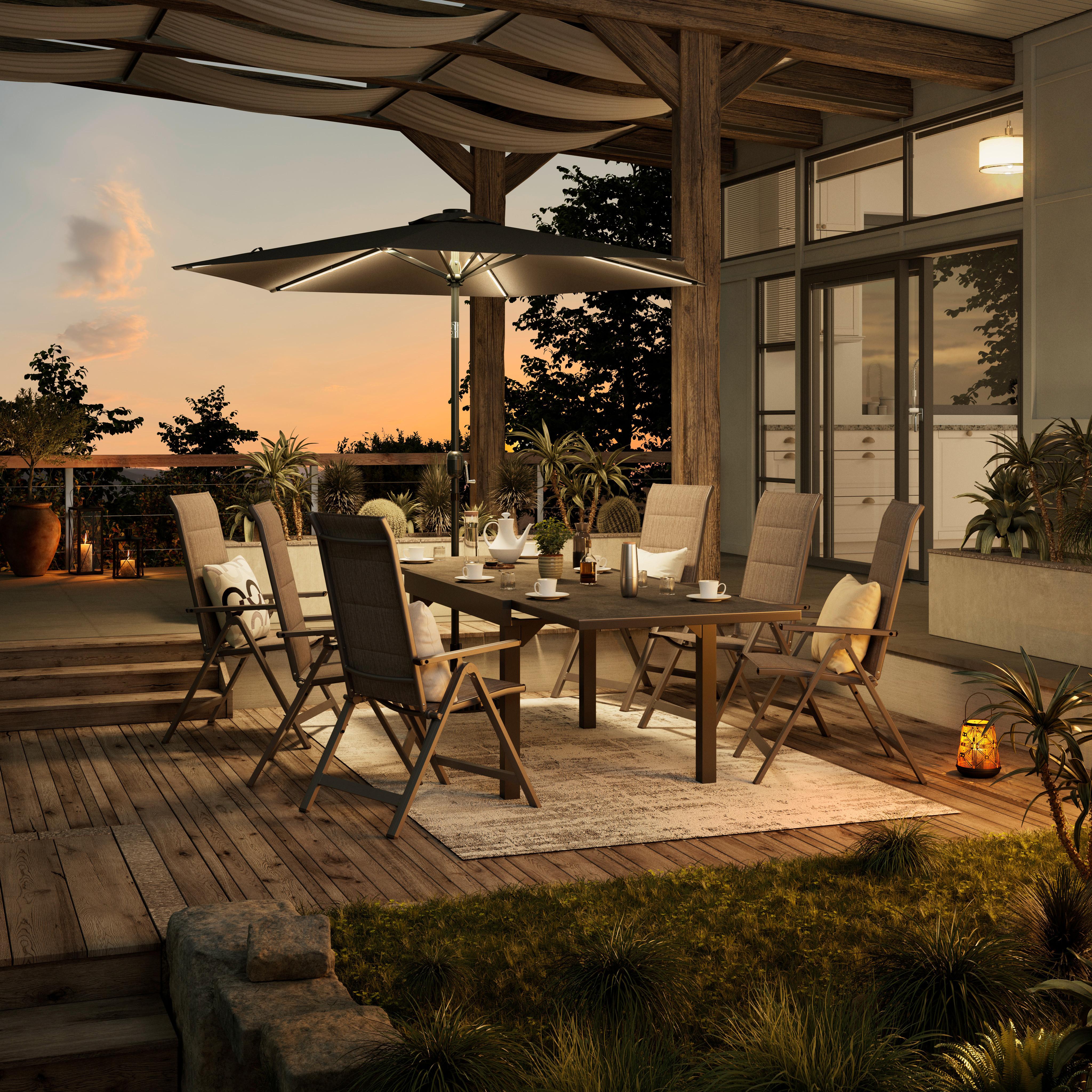 Sonnenschirm Led DM: 270 cm LED-Beleuchtung Dunkelgrau - Dunkelgrau, MODERN, Textil/Metall (270/236cm) - Beldano