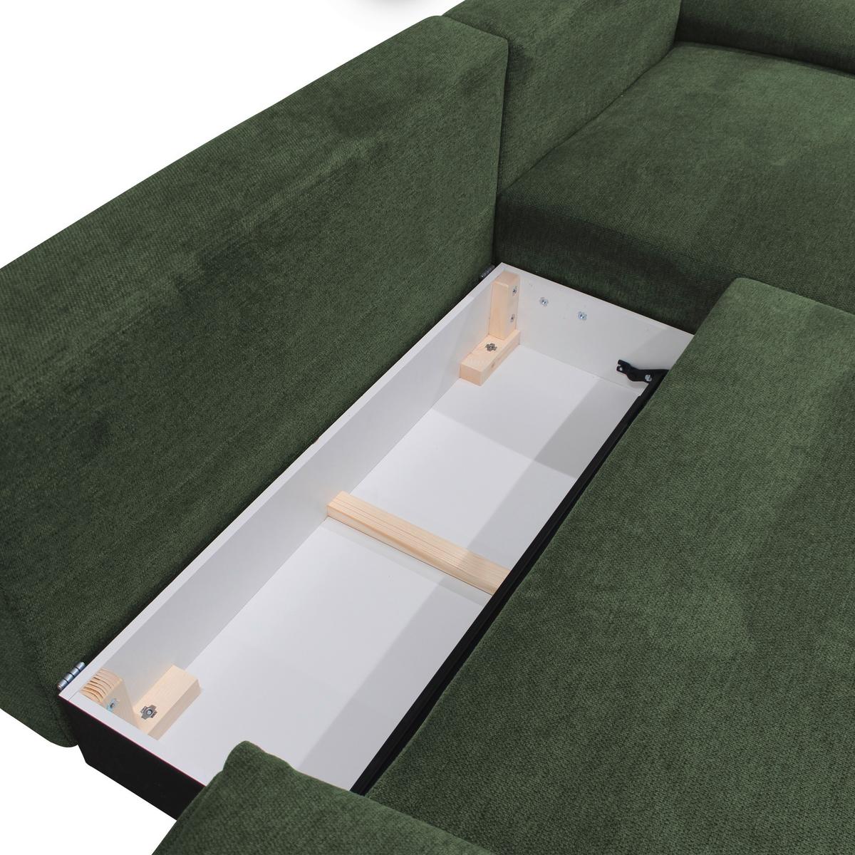 Ecksofa Mit Bettkasten Lagacy 260x192 Cm Webstoff Grün - Schwarz/Grün, Design, Textil (260/192cm) - MID.YOU