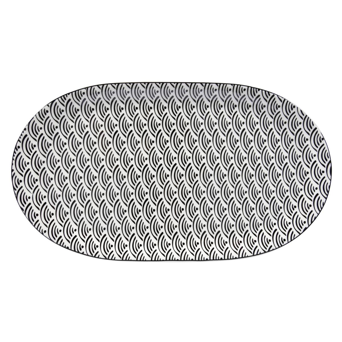 Servírovací podnos Shiva, Ø: 37,5cm - bílá/černá, Lifestyle, keramika (37,5cm) - Premium Living