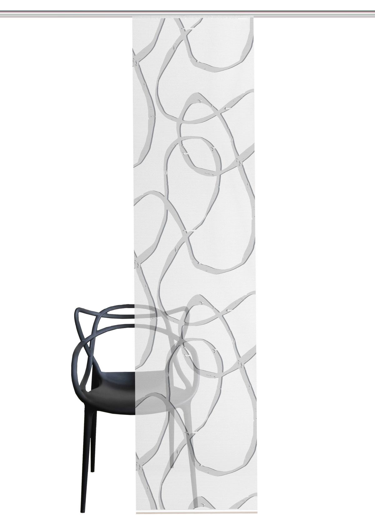 Flächenvorhang Ophelia - Grau Hochglanz/Weiß, KONVENTIONELL, Textil (60/260cm)