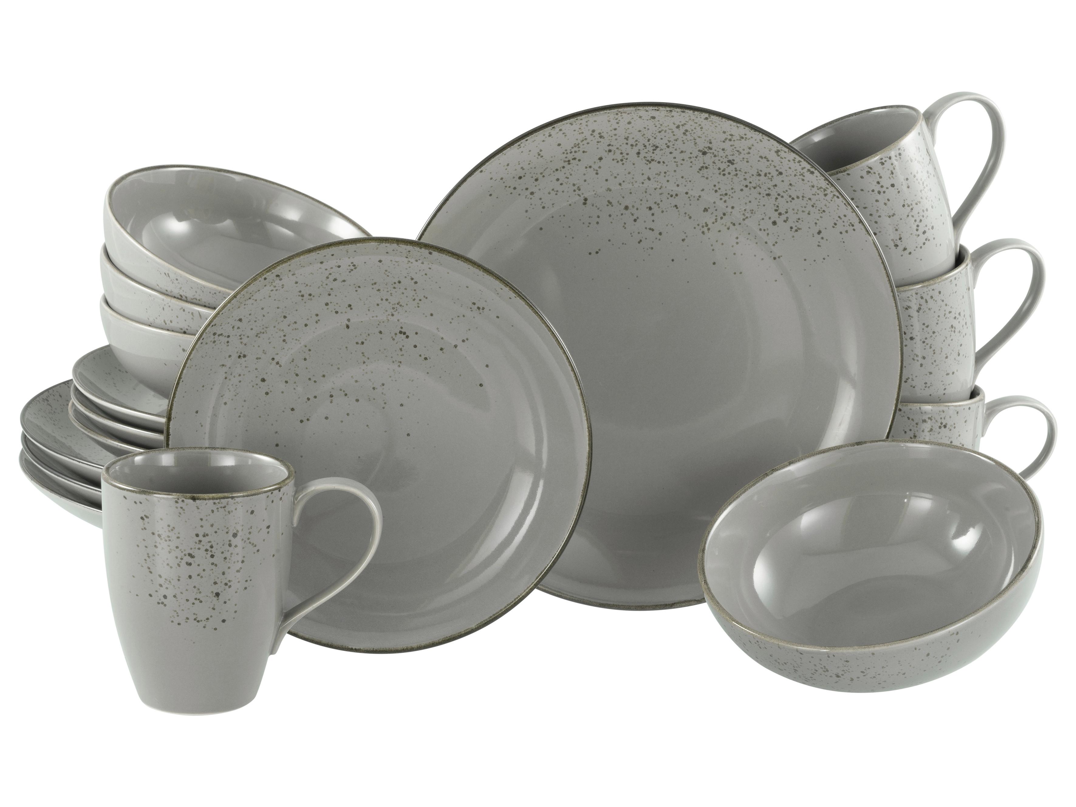 Kombiservice Nature Grau 16-teilig - Grau, Basics, Keramik - Creatable