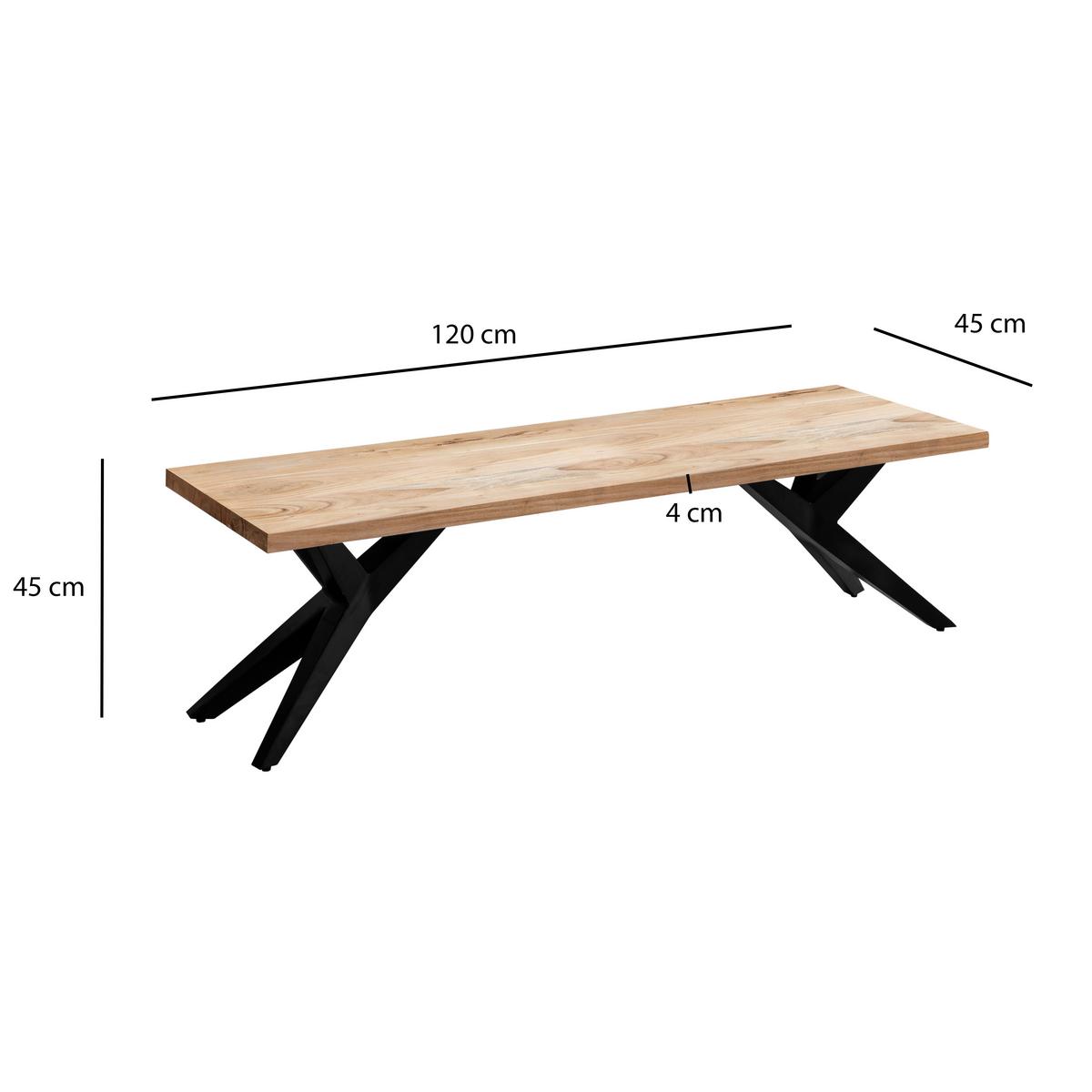 Sitzbank Akaziefarben B: 120 Cm - Schwarz/Akaziefarben, Design, Holz (120/45/45cm) - Livetastic