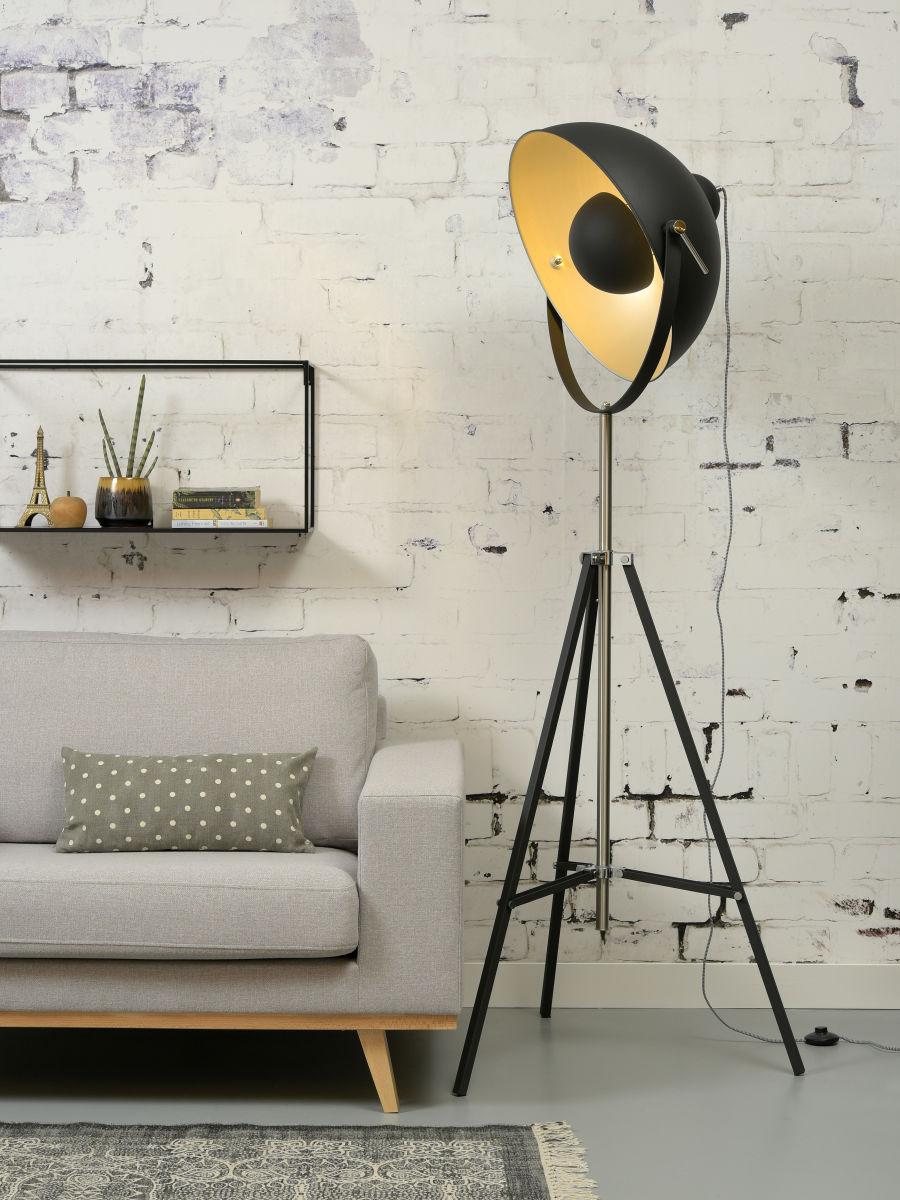 Stehlampe Hollywood Schwarz/Weiß höhenverstellbar - Schwarz/Weiß, Basics, Metall (68/183cm) - It's about Romi