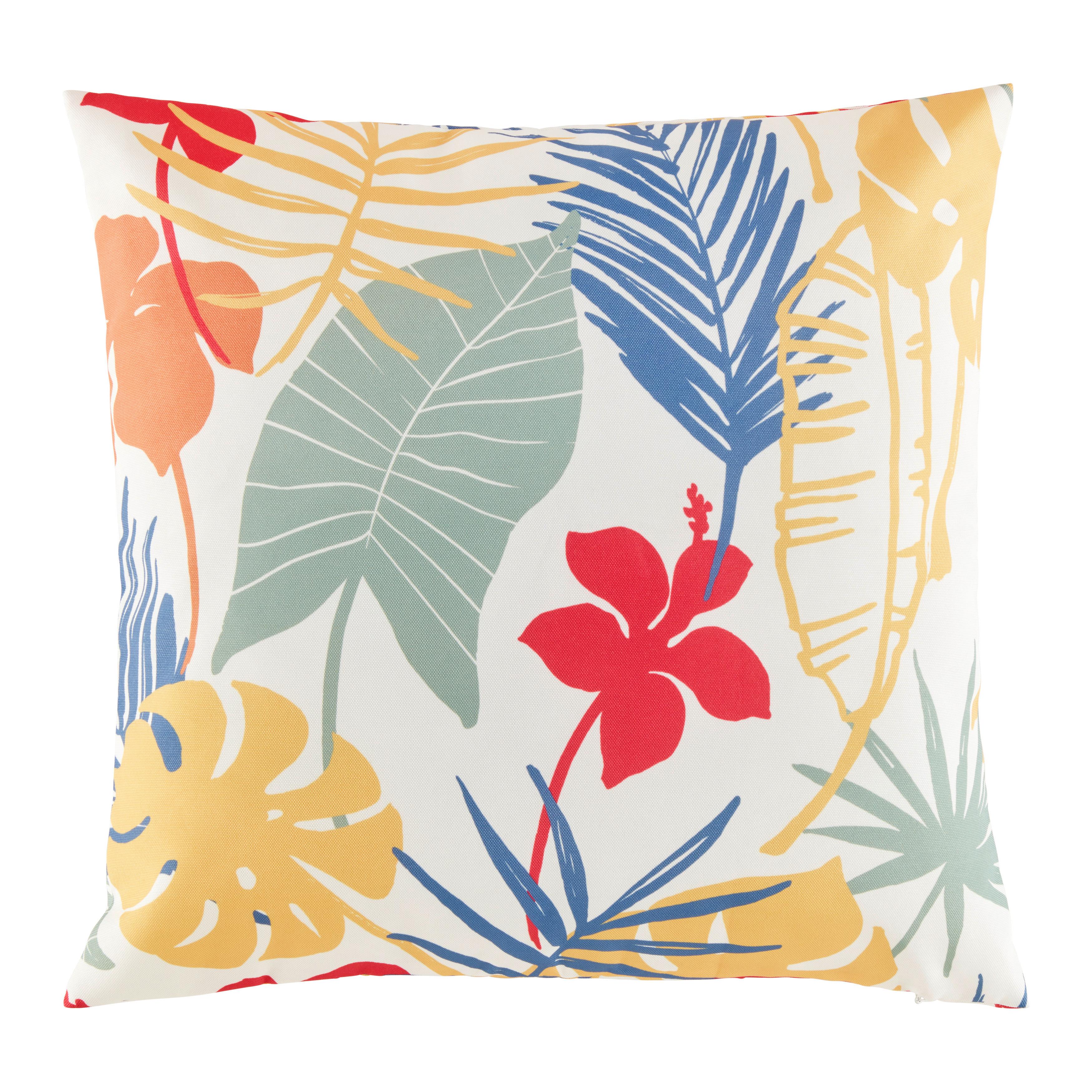 Outdoor-Kissen Palmblatt Gelb/Blau/Pink ca. 45x45cm - pink/modrá, Konvenční, textil (45/45cm) - Modern Living