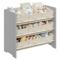 Kinderregal Toy Storage Shelf Grau/Beige B: 62,5 cm - Beige/Grau, MODERN, Holzwerkstoff/Textil (62,5/60/29,5cm) - MID.YOU