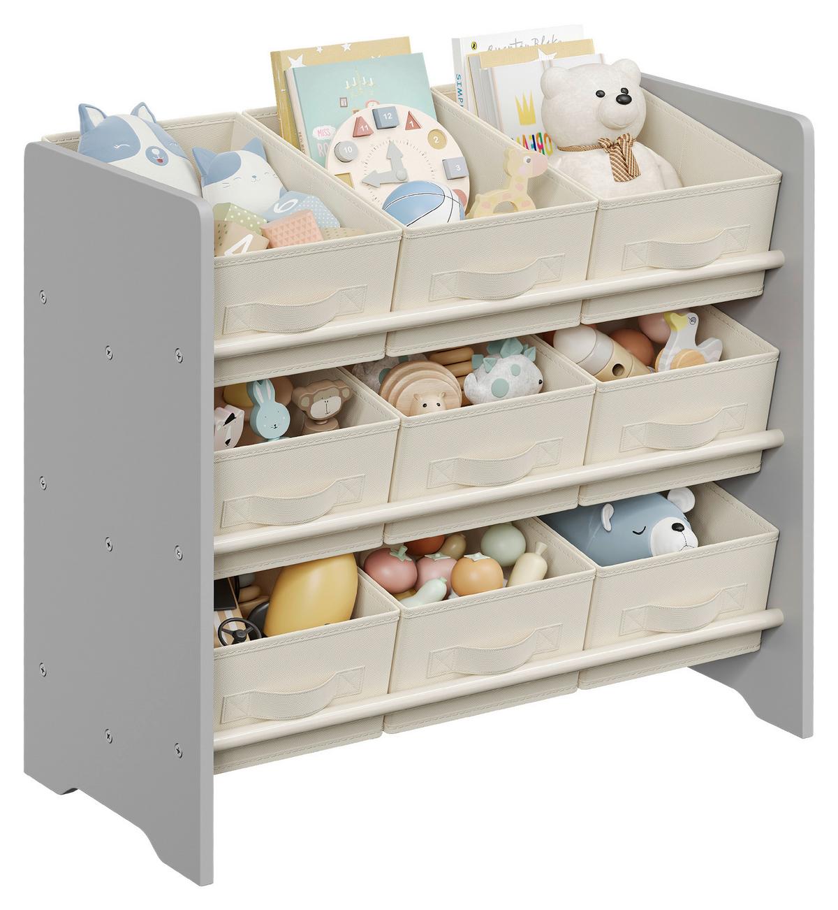 Kinderregal Toy Storage Shelf Grau/Beige B: 62,5 cm - Beige/Grau, MODERN, Holzwerkstoff/Textil (62,5/60/29,5cm) - MID.YOU