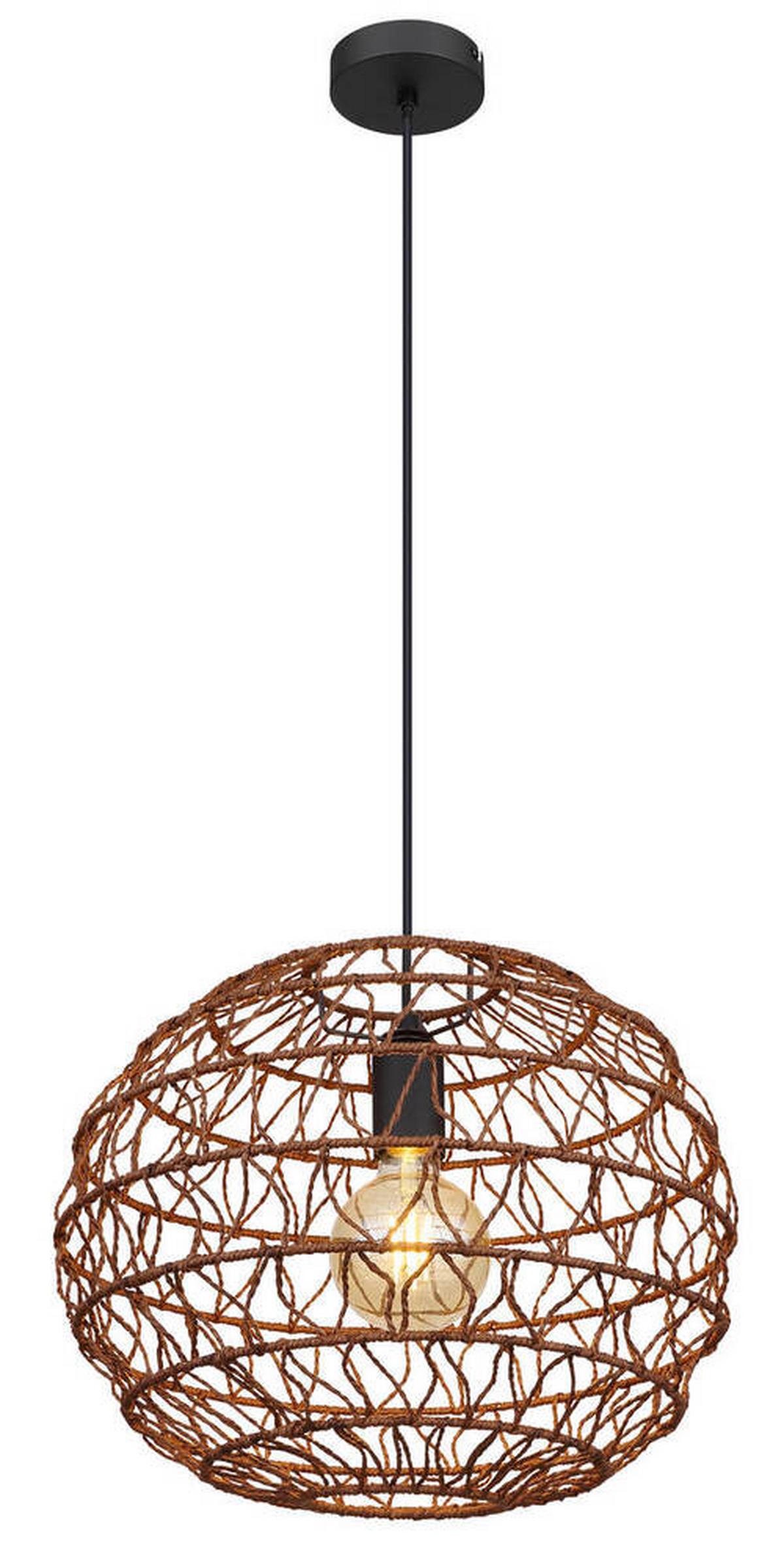 Hängeleuchte 15689h1b - Dunkelbraun/Schwarz, Natur, Papier/Kunststoff (39/120cm) - Globo