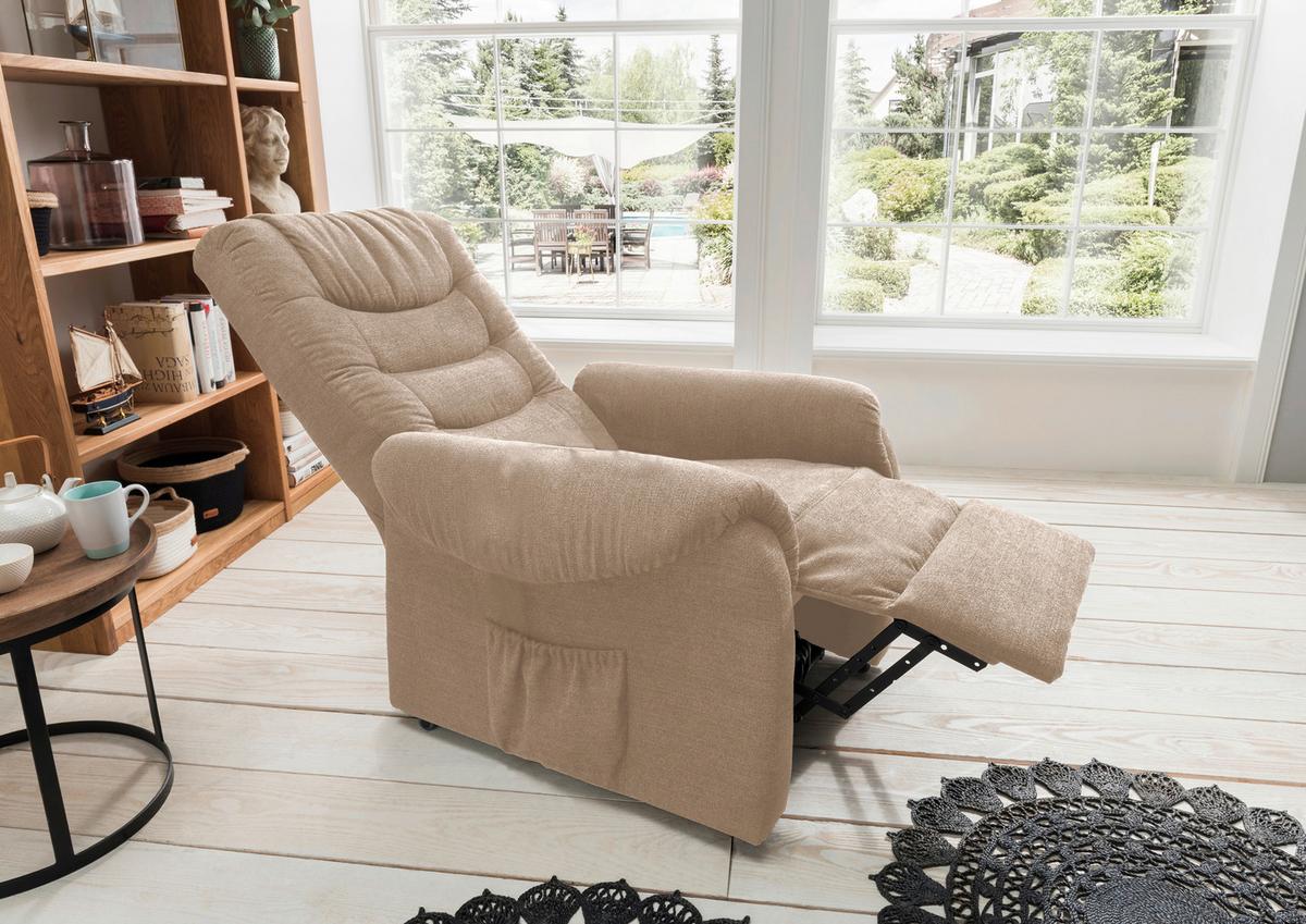 Fernsehsessel Nino Hellbraun B: 76 Cm - Hellbraun/Dunkelgrün, Design, Textil (76/106/94cm) - Livetastic