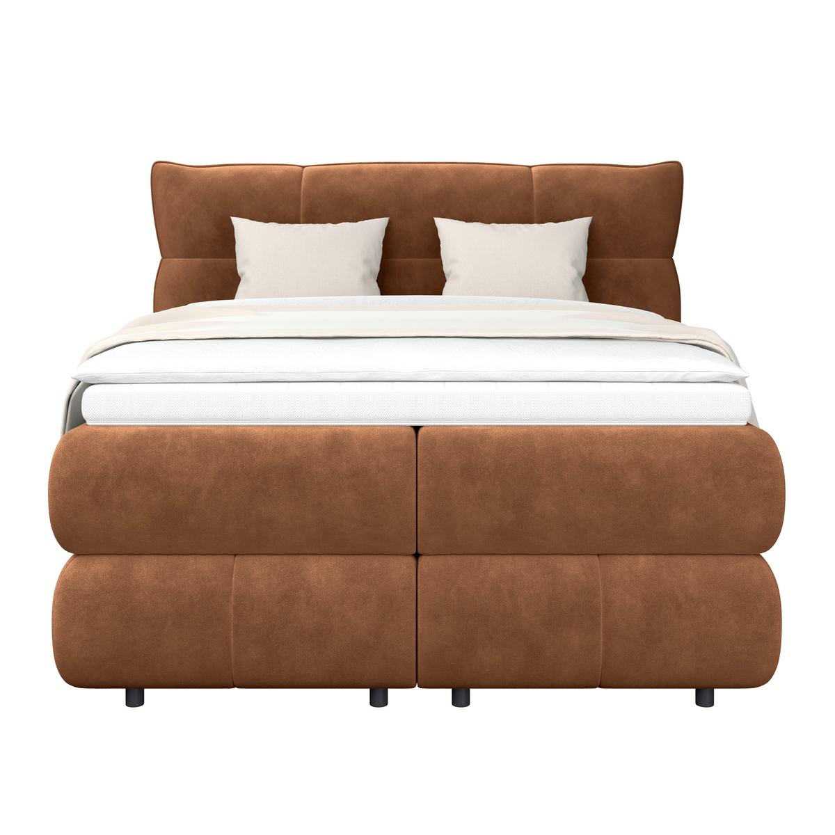 Boxspringbett Carmelo Kupfer 140x200 cm H3 - Schwarz/Kupferfarben, Trend, Textil (140/200cm)