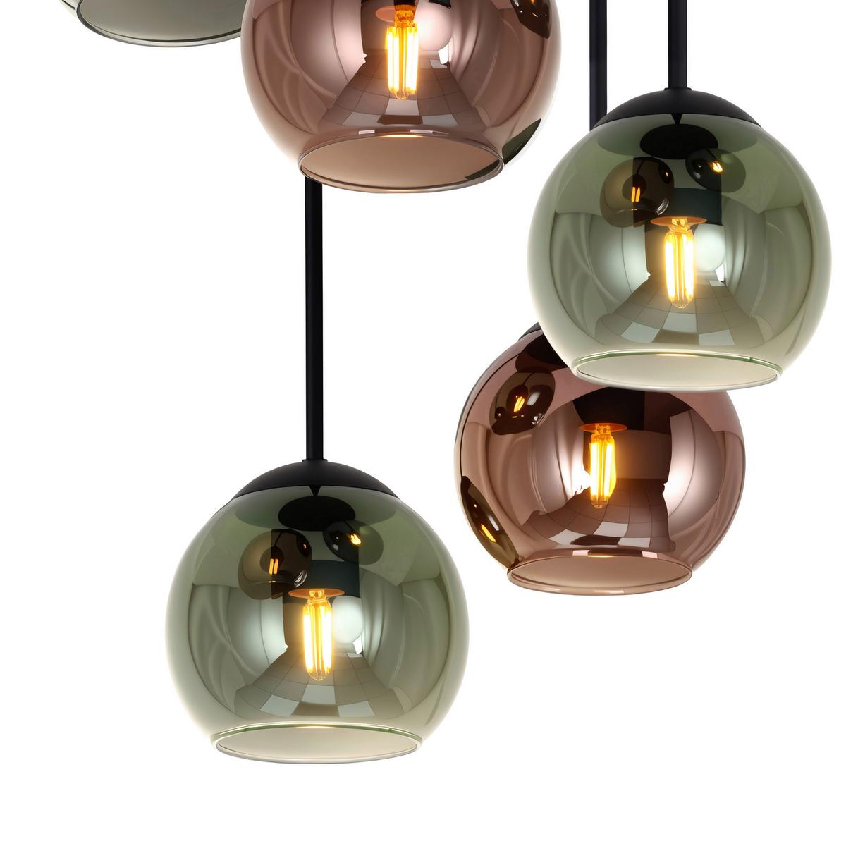 STROPNÉ SVIETIDLO GREN - modrá/čierna, Modern, kov/sklo (42/58,8cm) - Mömax