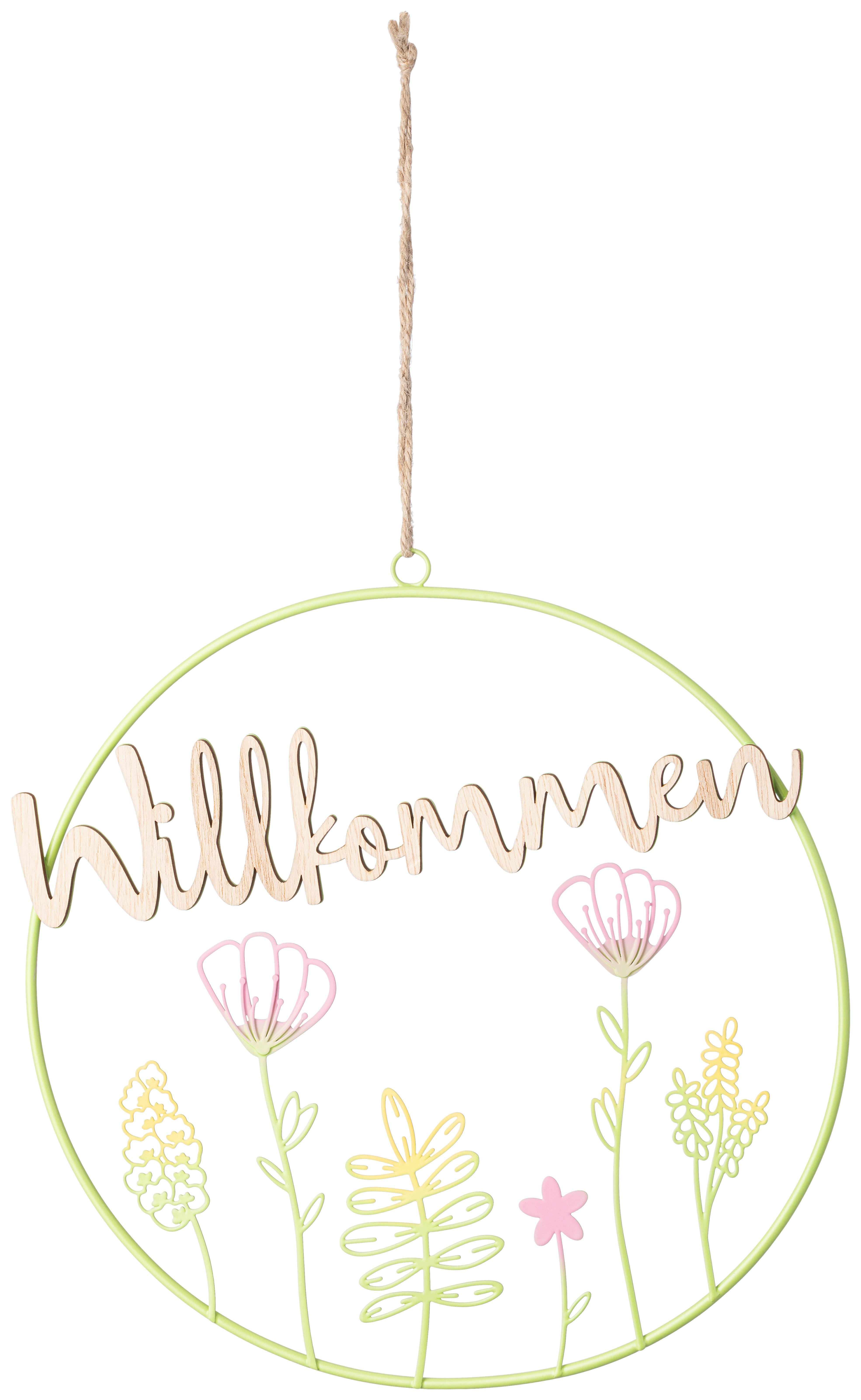 Dekoschild Gustav - Pink/Grün, KONVENTIONELL, Holz/Metall (25/0.5/26cm) - Luca Bessoni