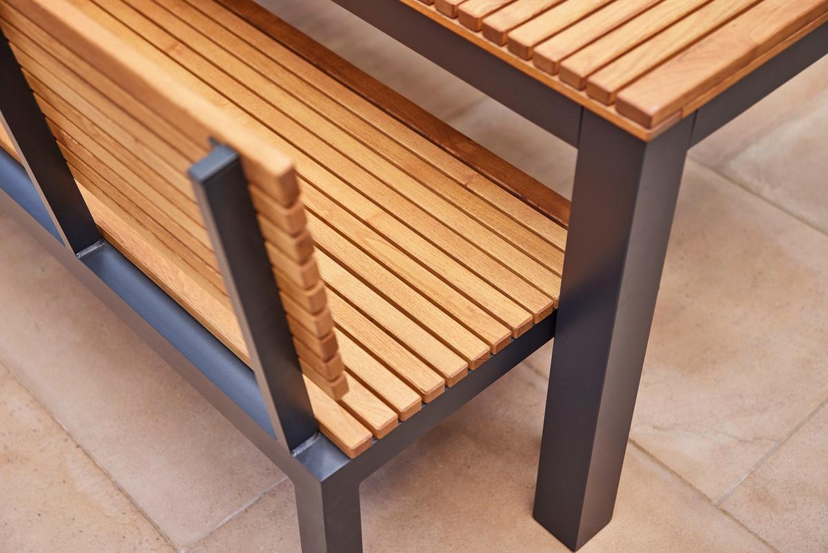 Gartenbank Holz N86394 3-Sitzer - Anthrazit/Robinienfarben, KONVENTIONELL, Holz/Metall (180/84/157,5cm) - Siena Garden