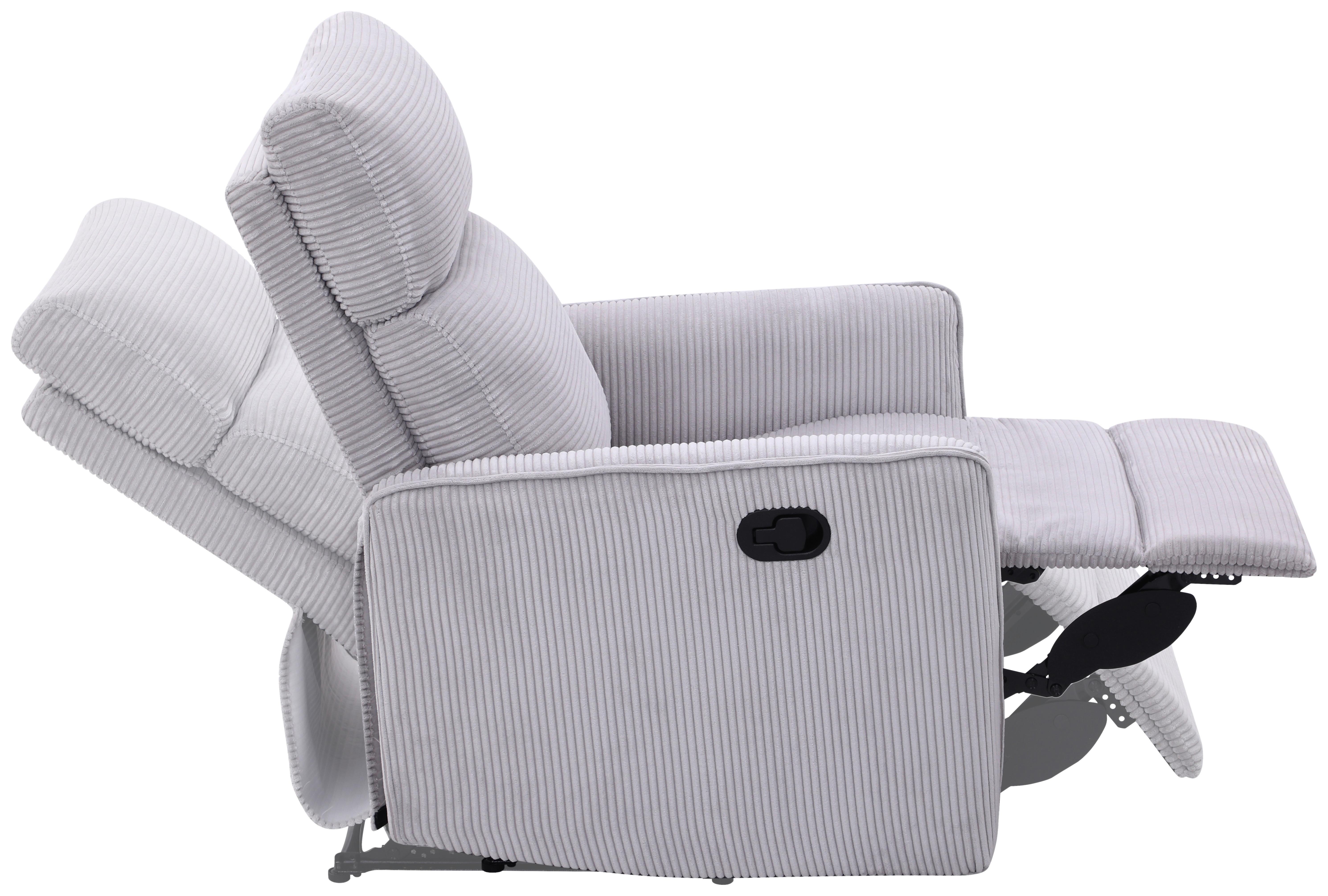 Sitzgarnitur London 3-Teilig Cord Hellgrau, B: 133 cm - Schwarz/Grau, Basics, Holz/Textil (133/105/93cm) - Ondega