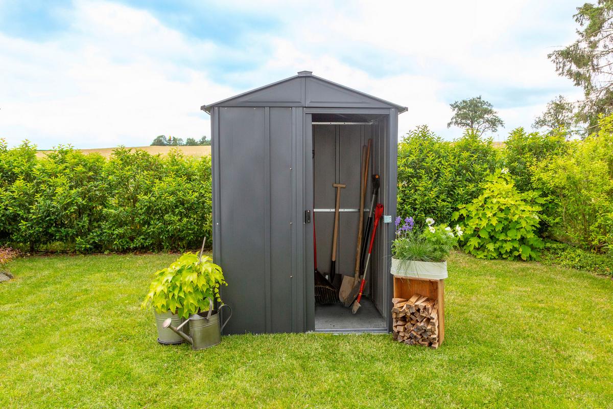 Gerätehaus Mit Satteldach 151x198x122 cm - Grau, Basics, Metall (151/198/122cm)