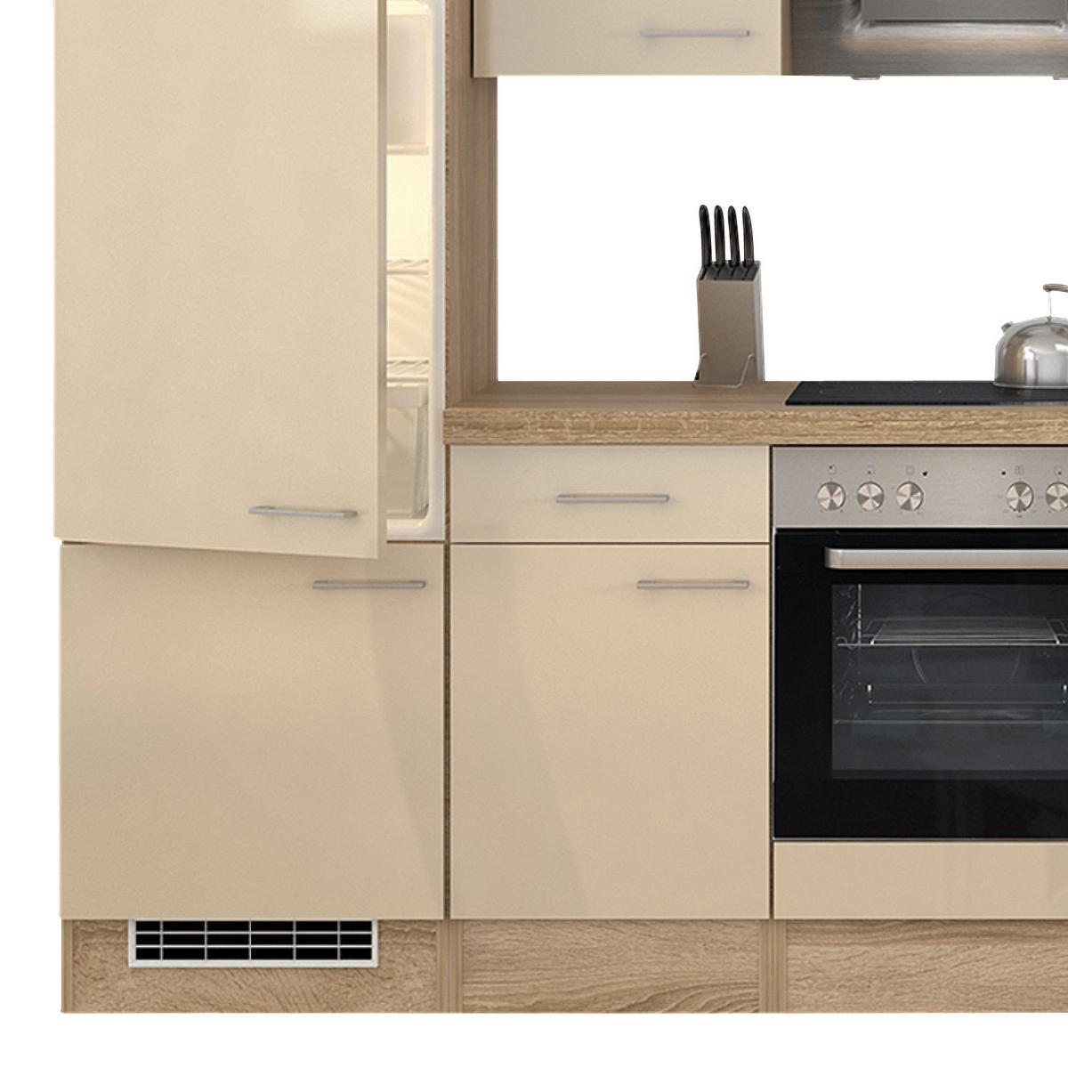 Küchenzeile Nepal M. Geräten 270 Cm Kaschmir/eiche Dekor - Kaschmir/Sonoma Eiche, MODERN, Holzwerkstoff (270cm) - FlexWell