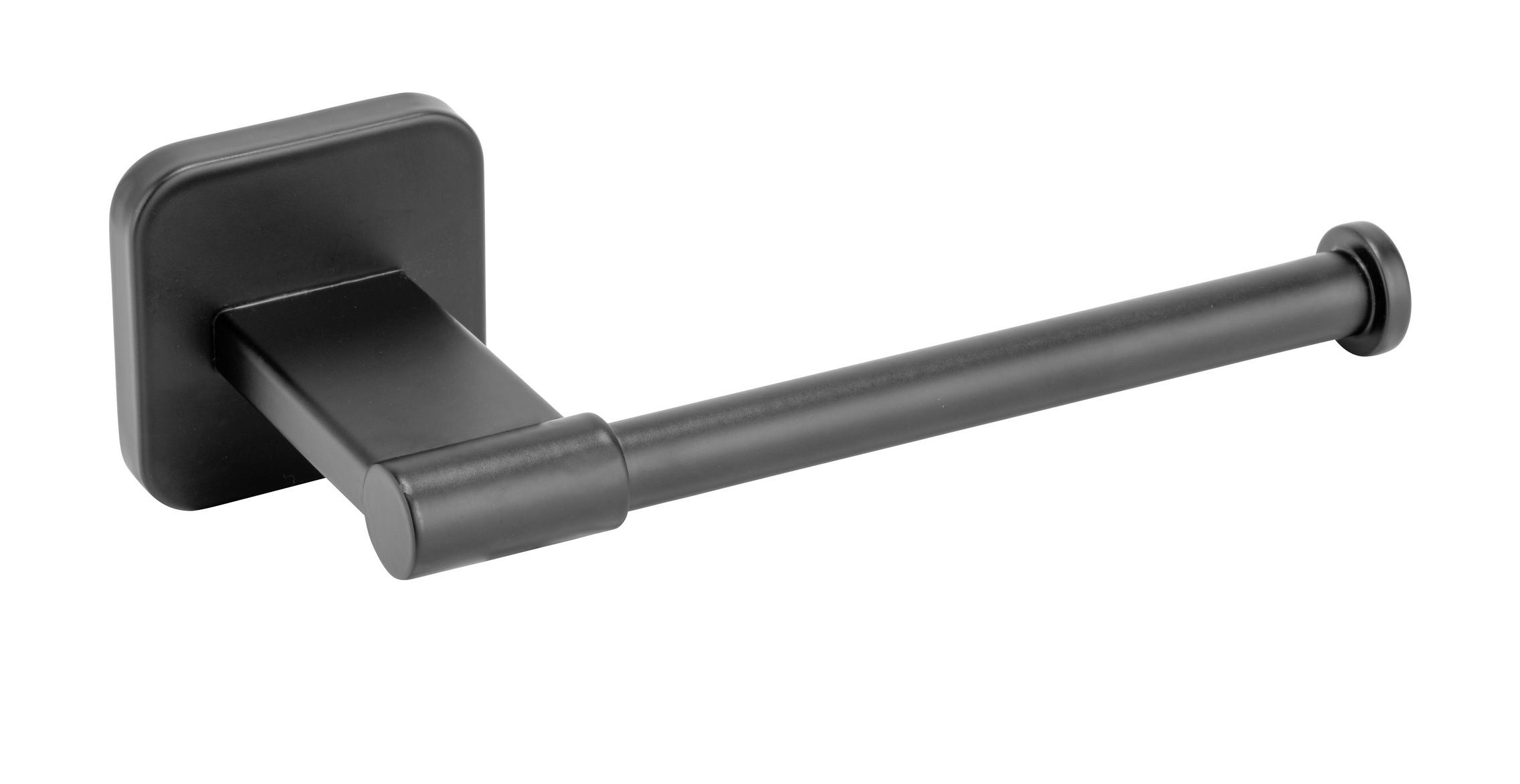 Toilettenpapierhalter Porto Black Schwarz, Wandmontage - Schwarz, MODERN, Metall (5,5/7,5/16,5cm) - Wenko