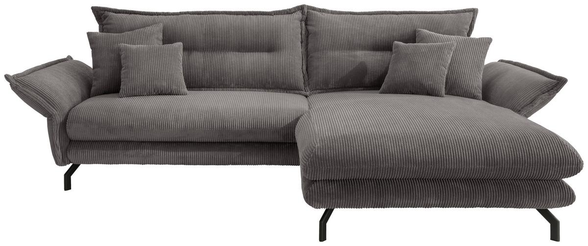 Ecksofa Lava S: 255/180 cm - Schwarz/Grau, MODERN, Textil (255/180cm) - Livetastic