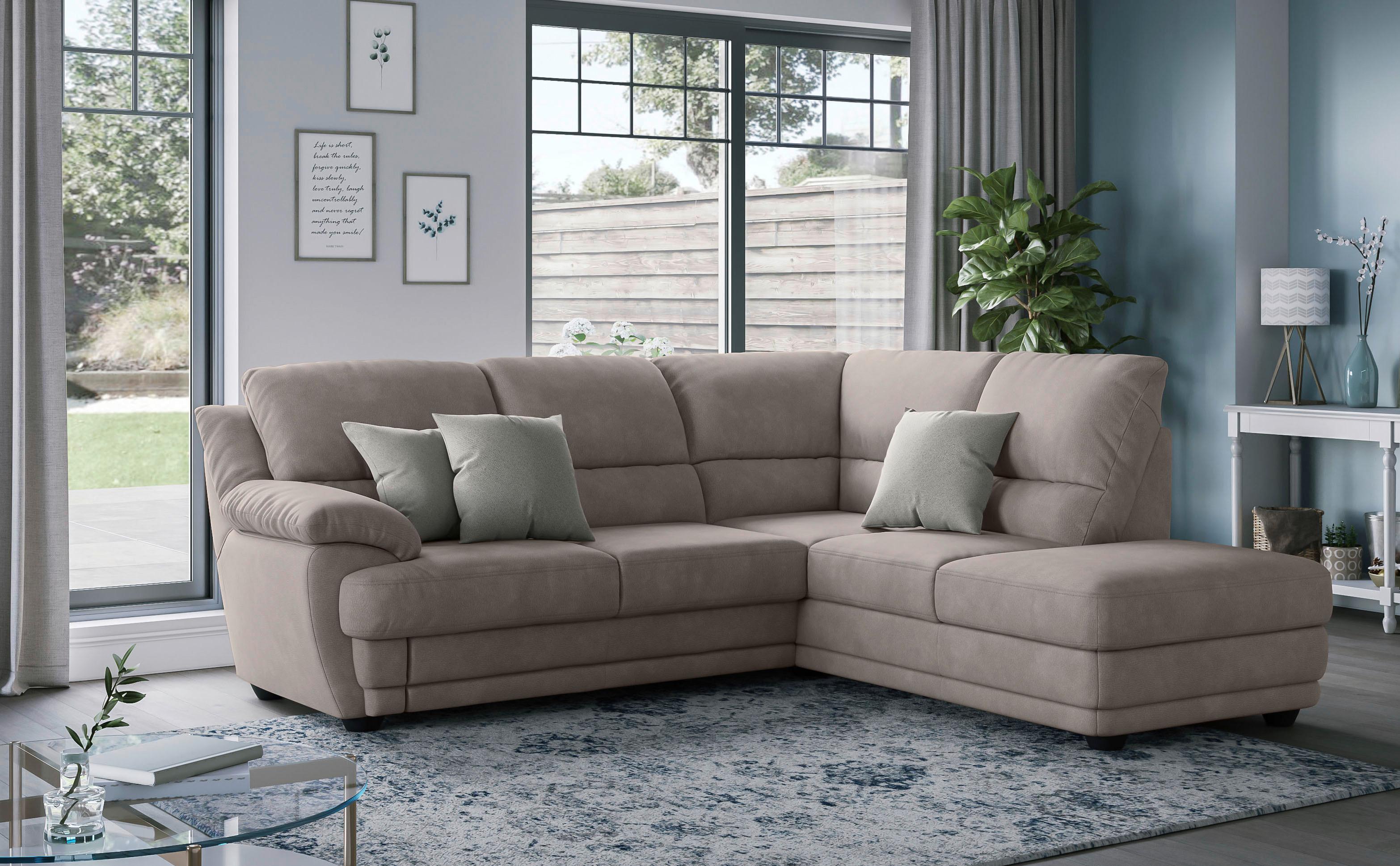 Ecksofa Nebolo Beige Mikrofaser - Beige, Design, Textil (245/225cm) - Livetastic