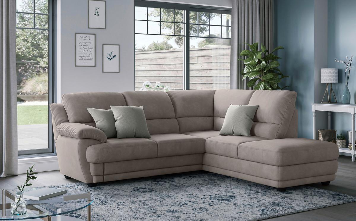 Ecksofa Nebolo Beige Mikrofaser - Beige, Design, Textil (245/225cm) - Livetastic