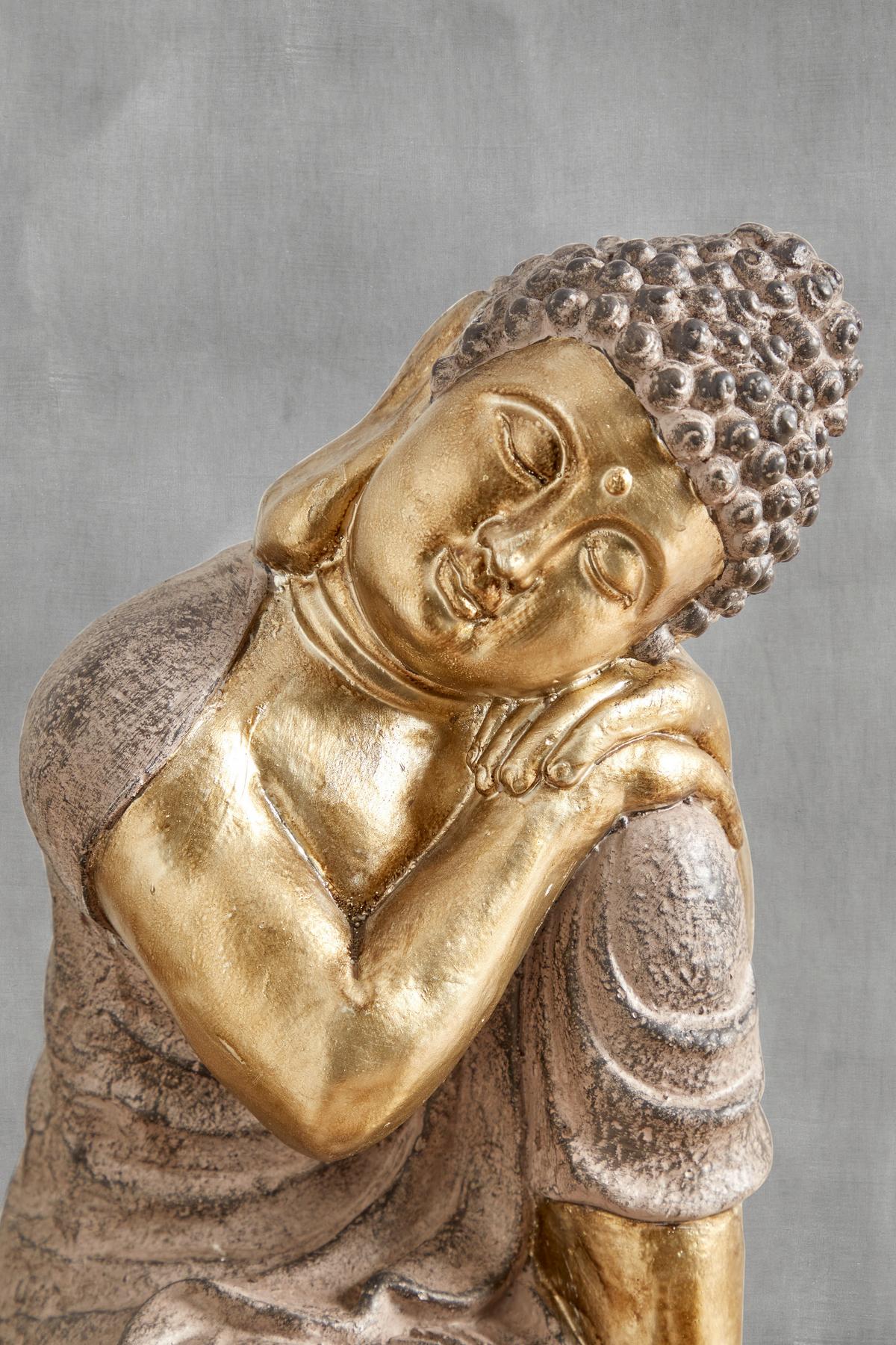 Dekofigur Buddah H: 35 cm Magnesia für In- und Outdoor - Goldfarben, LIFESTYLE, Stein (21,5/24/35cm) - Luca Bessoni