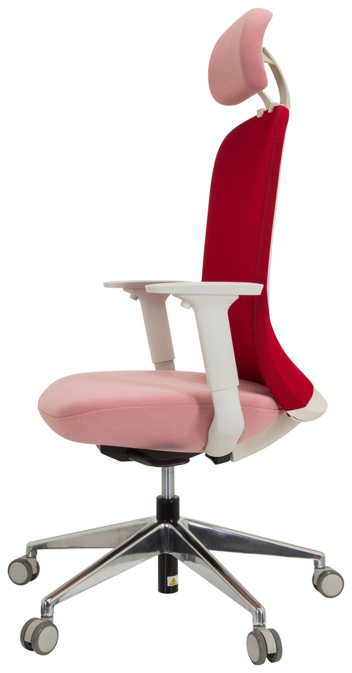 Drehstuhl Aveza Pro Armstützen Rosa/Weiß Bis 120kg - Alufarben/Rosa, MODERN, Kunststoff/Textil (68/130/60cm) - MID.YOU