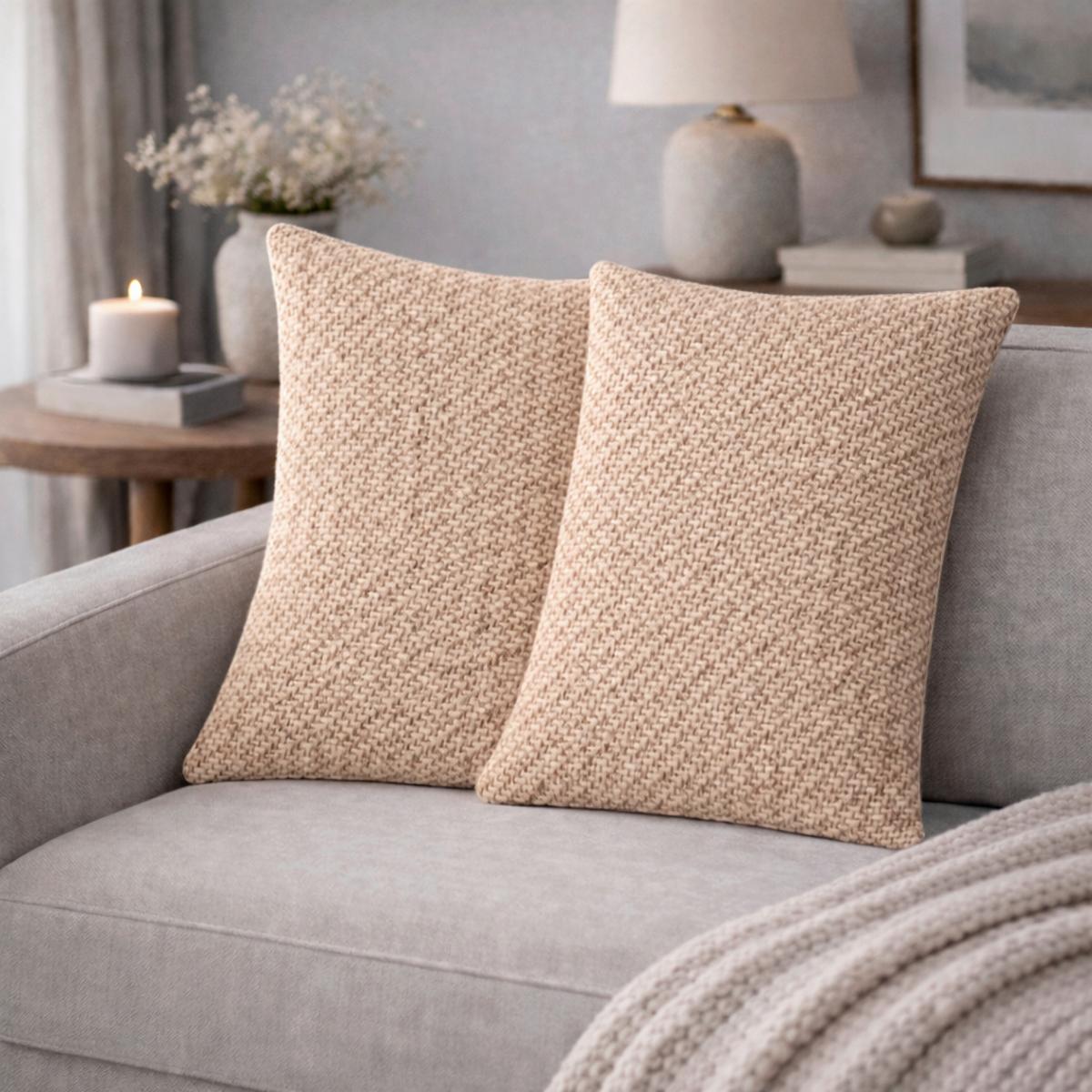 Kissenhüllen-Set Fjella - Creme, Basics, Textil (50/50cm)