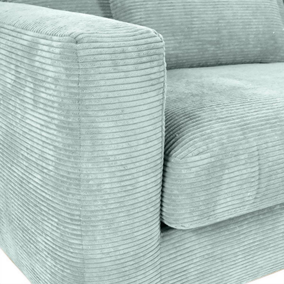 Bigsofa Manolis B: 260 Cm Mintgrün Cord - Schwarz/Mintgrün, KONVENTIONELL, Textil (260/66/115cm) - MID.YOU