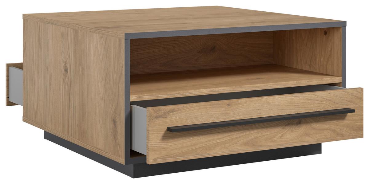 Couchtisch Nadiro B: 70 cm Wildeiche Dekor/Schwarz Matt - Eichefarben/Schwarz, Trend, Holzwerkstoff (70/39/70cm) - Livetastic