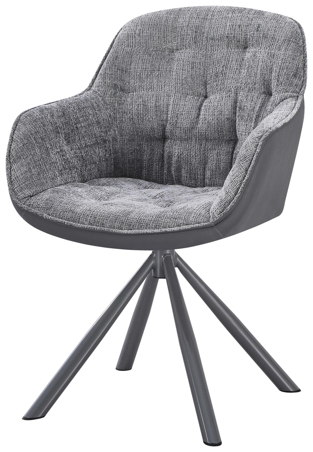 Židle s područkami Eileen šedá látka - šedá, Moderní, kov/textil (62/85/61cm) - Mömax